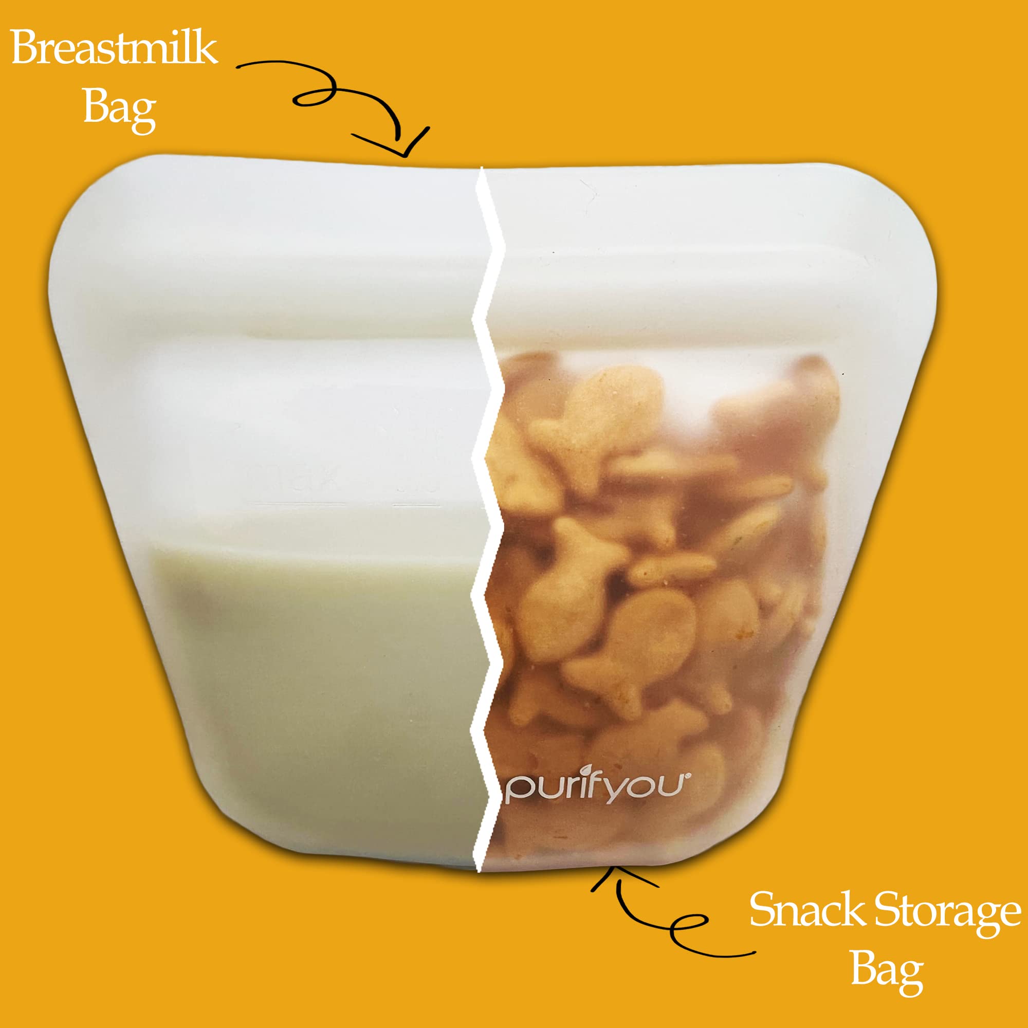 Premium Platinum Silicone Reusable Breast Milk Storage Bags - 4-Pack Large Leakproof Freezer Bags for Breastmilk Collection & Snack Storage | BPA-Free, Eco-Friendly, Dishwasher Safe | Perfect for Nursing Moms, Baby Food, Meal Prep & On-the-Go Snacks
