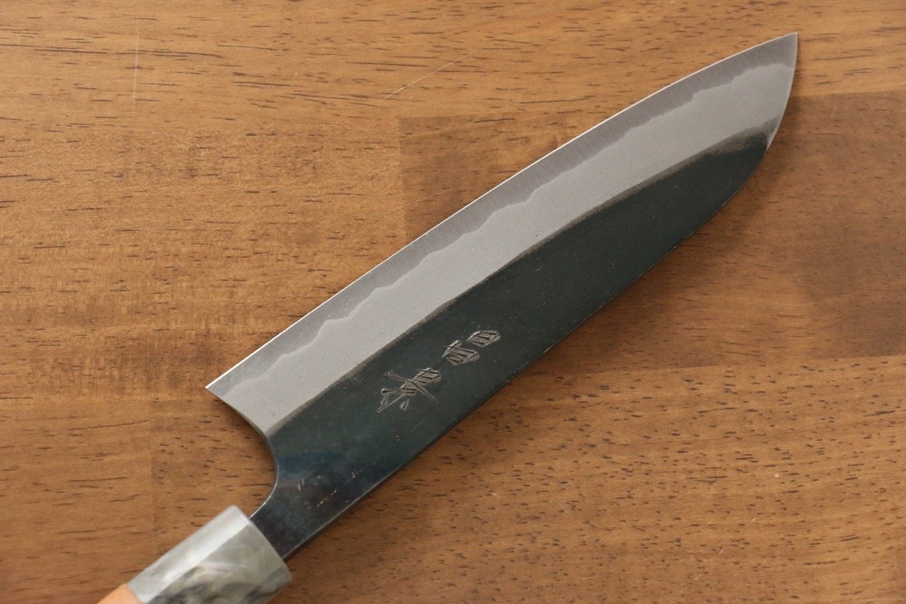 Masakage Mizu Blue Steel No.2 Santoku Knife 165mm - Japanese Chef Knife with American Cherry Handle - Perfect for Slicing, Dicing & Chopping Vegetables, Meat & Fish