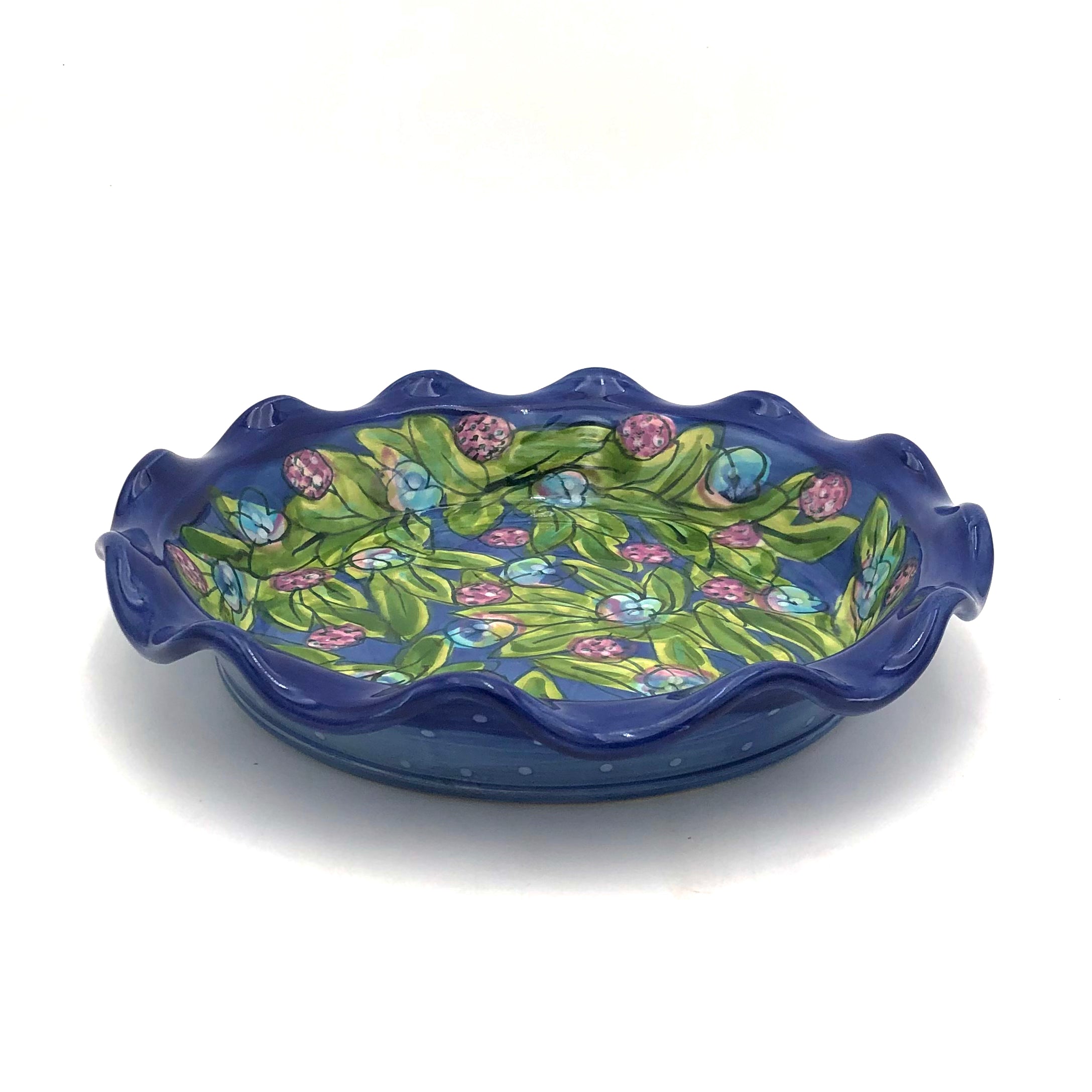 Susan & Peter Stark Blue Ceramic Pie Dish - 9 Inch Round Baking Pan for Pies, Quiches & Tarts - Perfect for Thanksgiving, Christmas & Family Gatherings