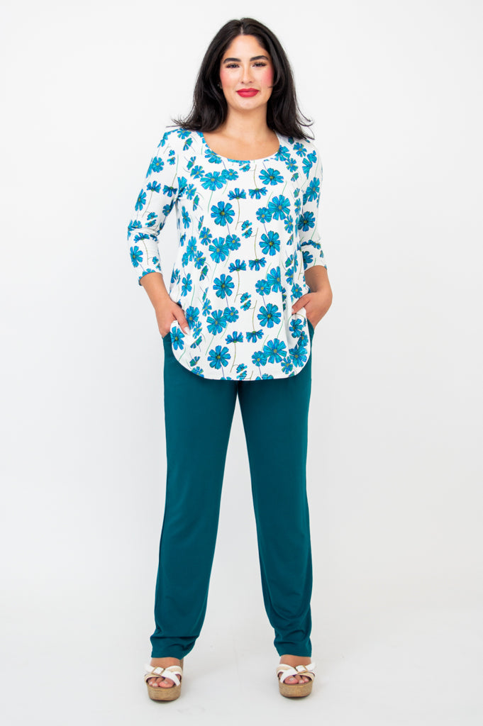 Jazz 3/4 Sleeve Top for Women - Soft Bamboo Fabric in Aster Purple - Perfect for Dance Classes, Yoga & Casual Wear