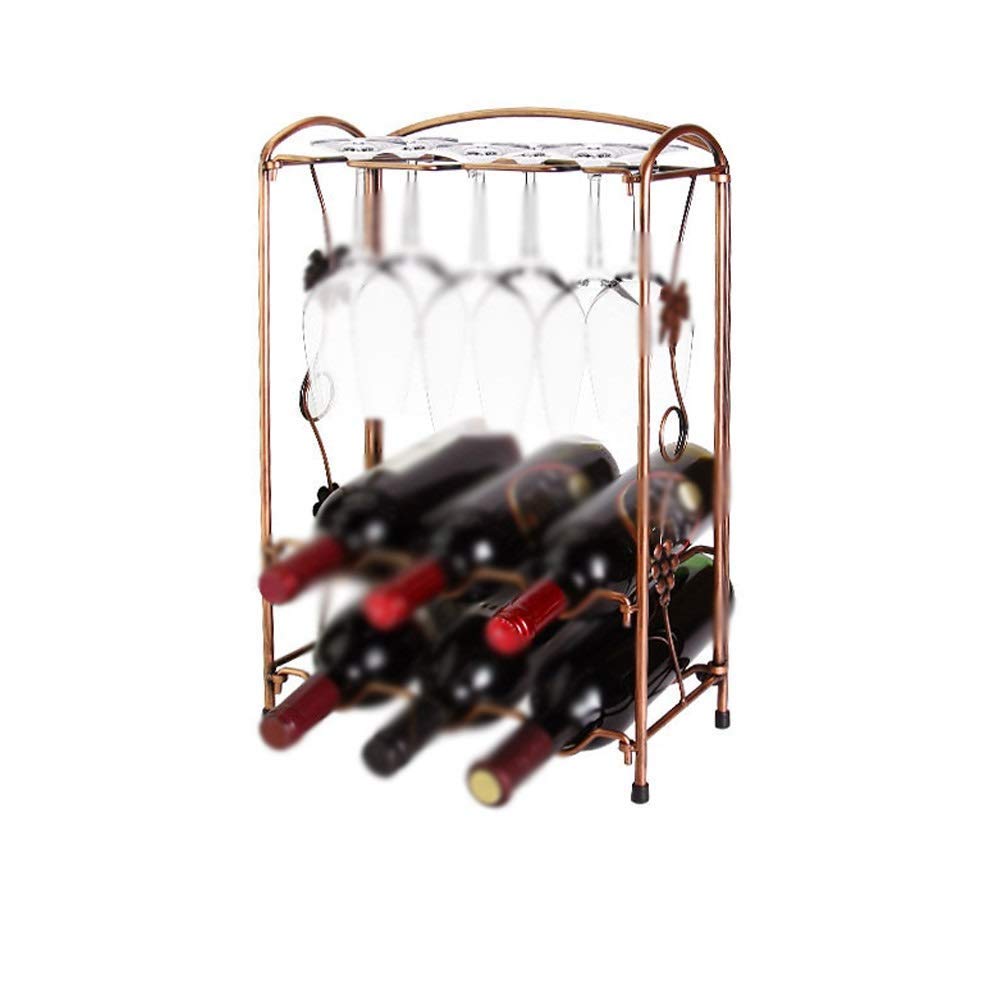 FCXBQ Vintage Wine Rack - Wrought Iron Wine Glass Holder & Cup Organizer - European Style Hanging Wine Cooler - Home Bar Decor for Kitchen, Dining Room & Wine Cellar Storage