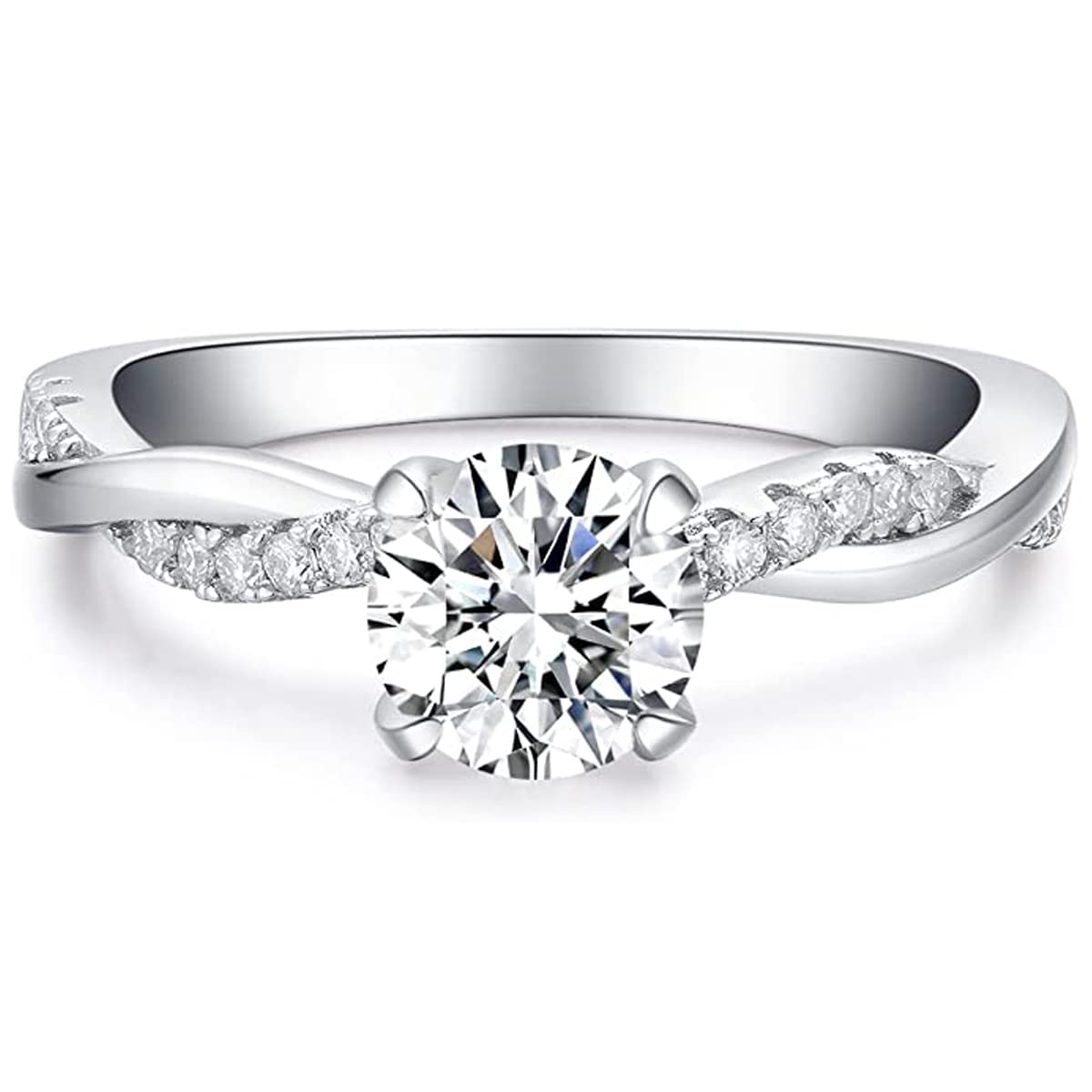 1.2CT Round Moissanite Engagement Ring for Women - 925 Sterling Silver Wedding Band Set, Promise Ring & Bridal Jewelry (Size 4.5-11) - Perfect for Proposals, Anniversaries & Special Occasions