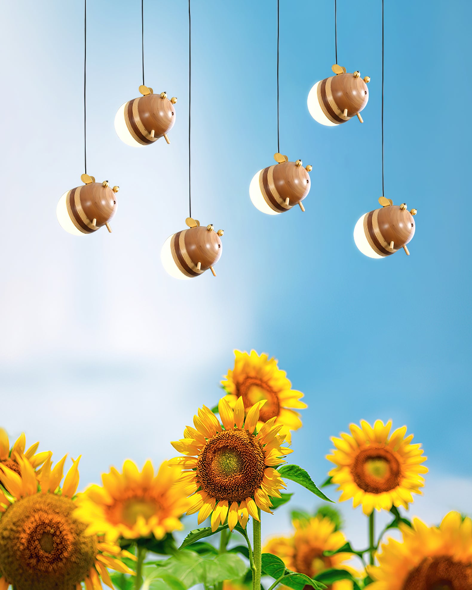 Little Bee Pendant Light - Modern Honeycomb Design Ceiling Lamp for Bedroom, Living Room & Kitchen | Dimmable LED Hanging Light Fixture with Warm White Light