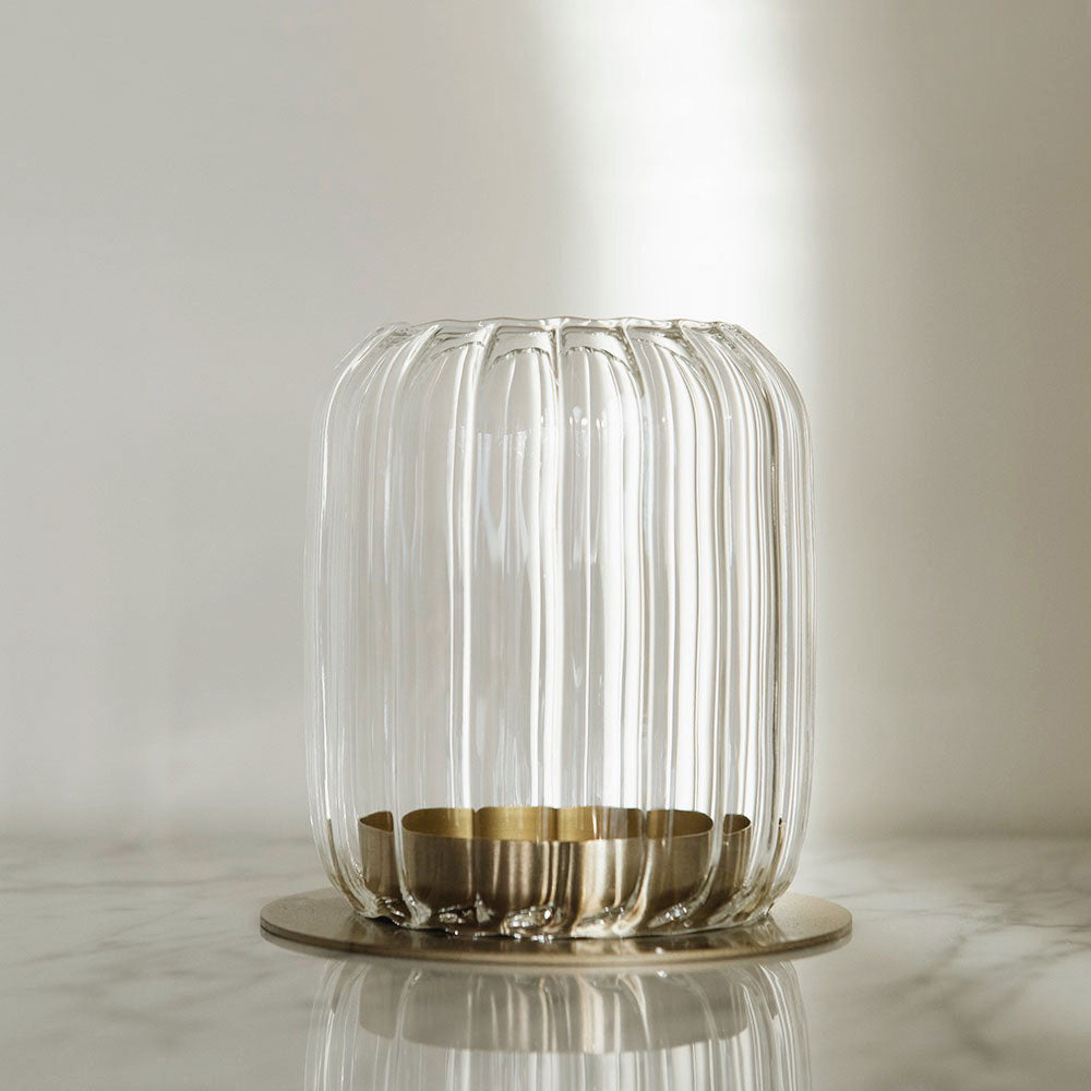 Large Fluted Glass Lantern - Elegant Outdoor & Indoor Decorative Lighting for Patio, Garden, Wedding, and Home Decor