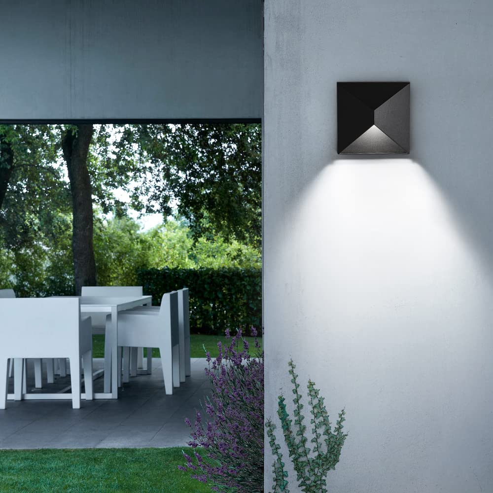 LED Outdoor Wall Light - Aluminum Waterproof Wall Sconce 8W (3000K/4000K/5000K) for Porch, Patio, Garage & Doorway - Durable Exterior Lighting Fixture for Home Security & Curb Appeal