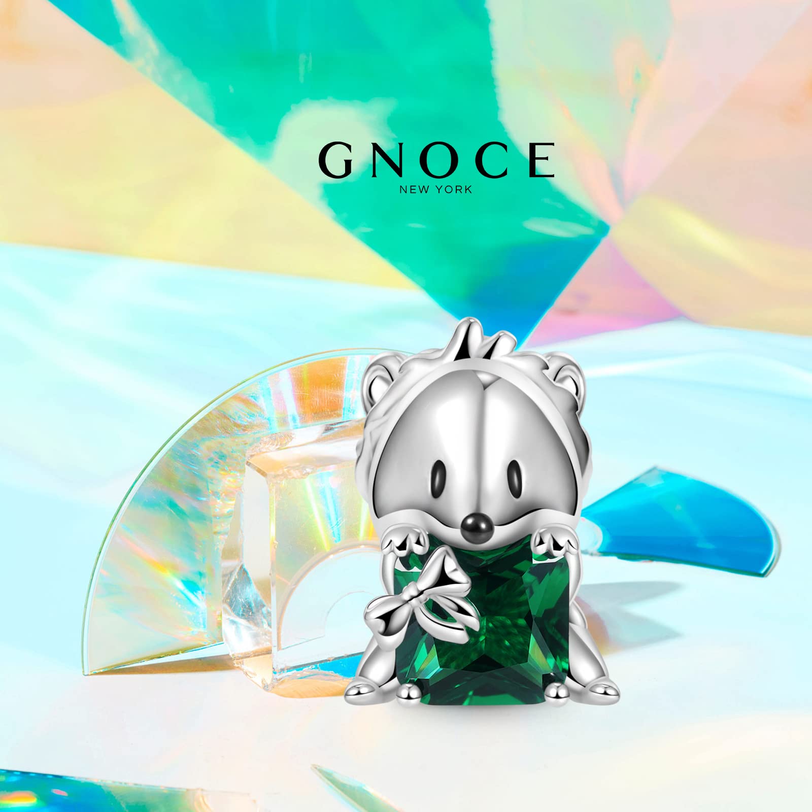 GNOCE 925 Sterling Silver Animal Charms - Cute Hedgehog, Wolf & Fox Heart Bead Jewelry for Women | Perfect Gift for Wife, Snake Chain Bracelet & Necklace | Ideal for Casual Wear, Date Nights & Special Occasions