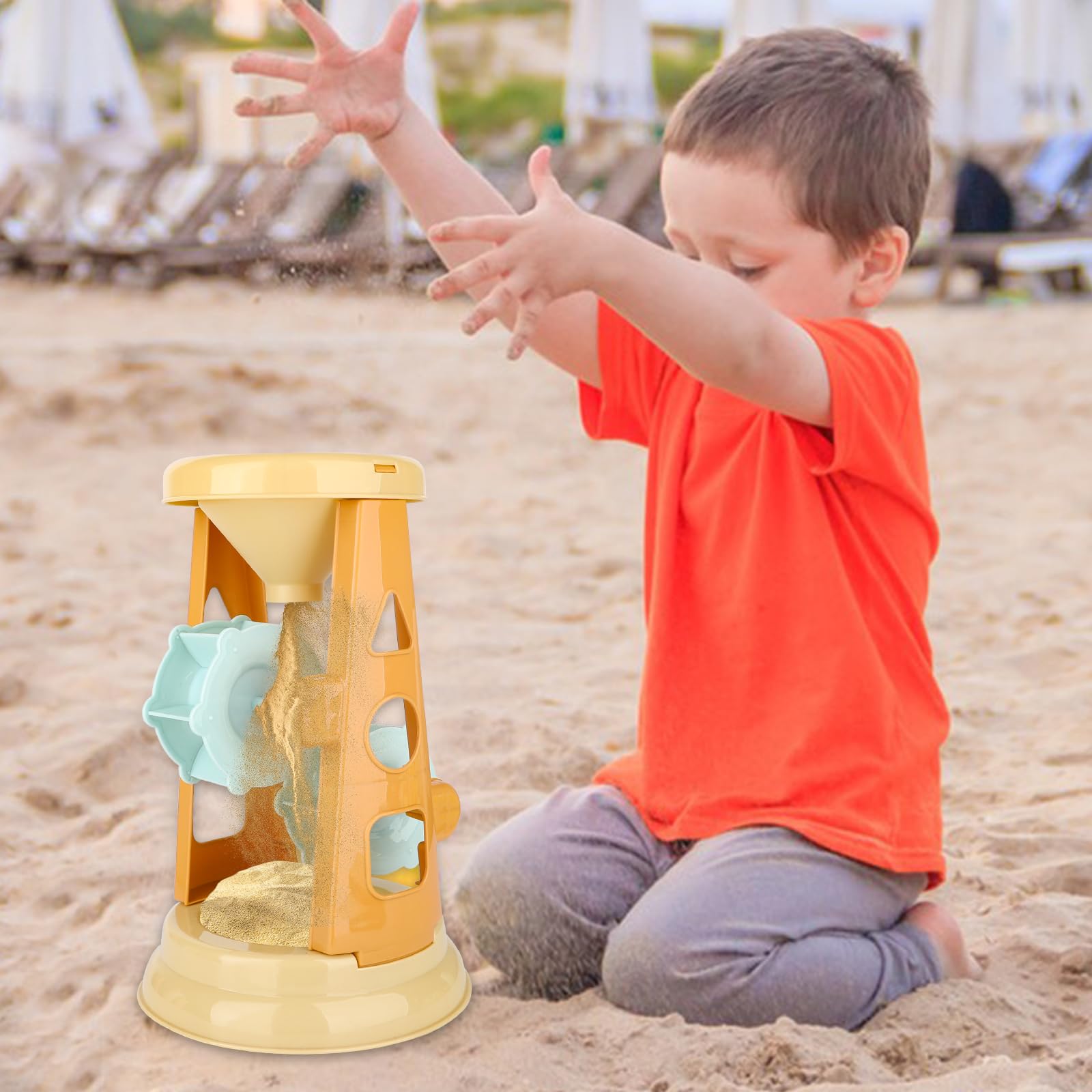 **LBAIBB Kids Beach Sand Toys Set - Sand & Water Wheel, Bucket, Shovel, Rake, Water Guns & Mesh Bag - Outdoor Sandbox & Beach Play for Ages 3-13 - Perfect for Beach Trips, Backyard Fun & Summer Water Play**