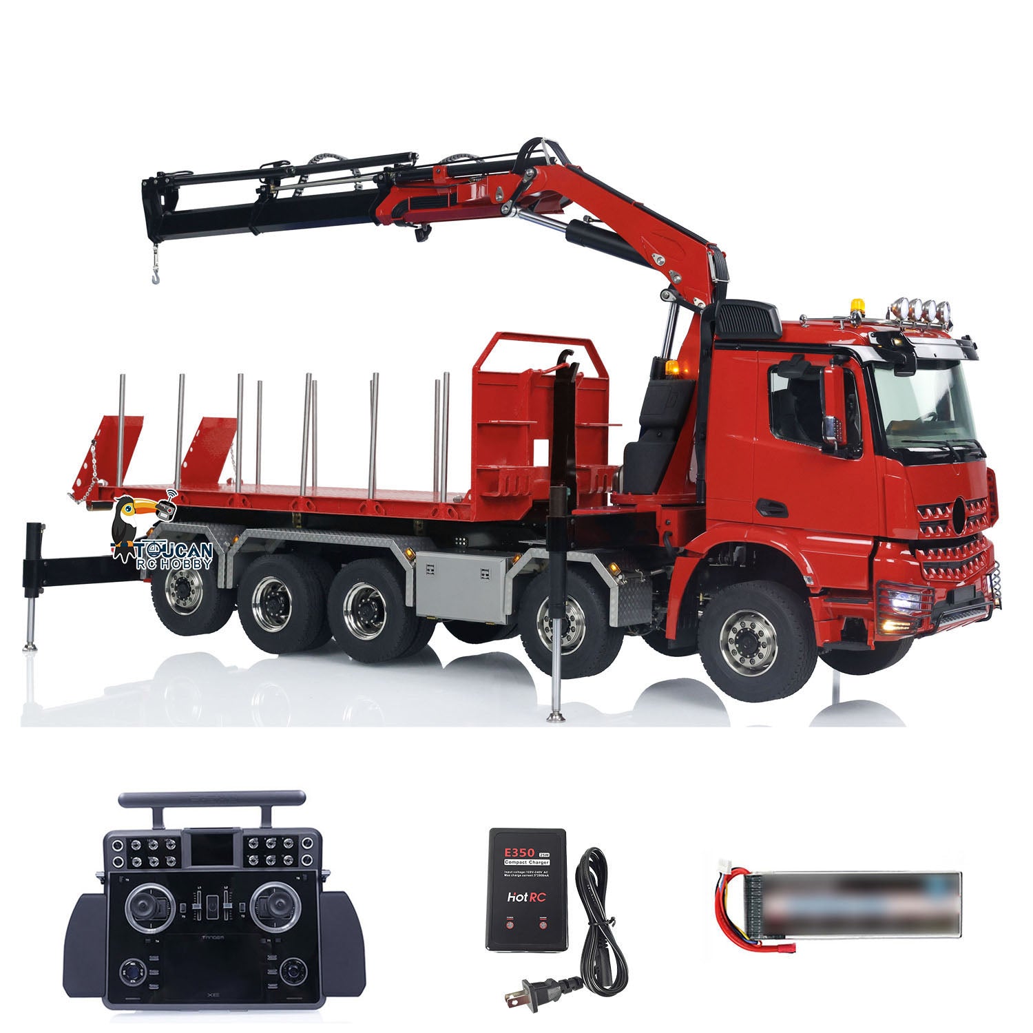 1/14 Scale 10x10 RC Hydraulic Crane Dump Truck - Remote Control Full Dumper Lorry with U-Shaped High Standard Bucket & Timber Flatbed - Perfect for Construction Site Play, Collecting, and RC Hobby Enthusiasts