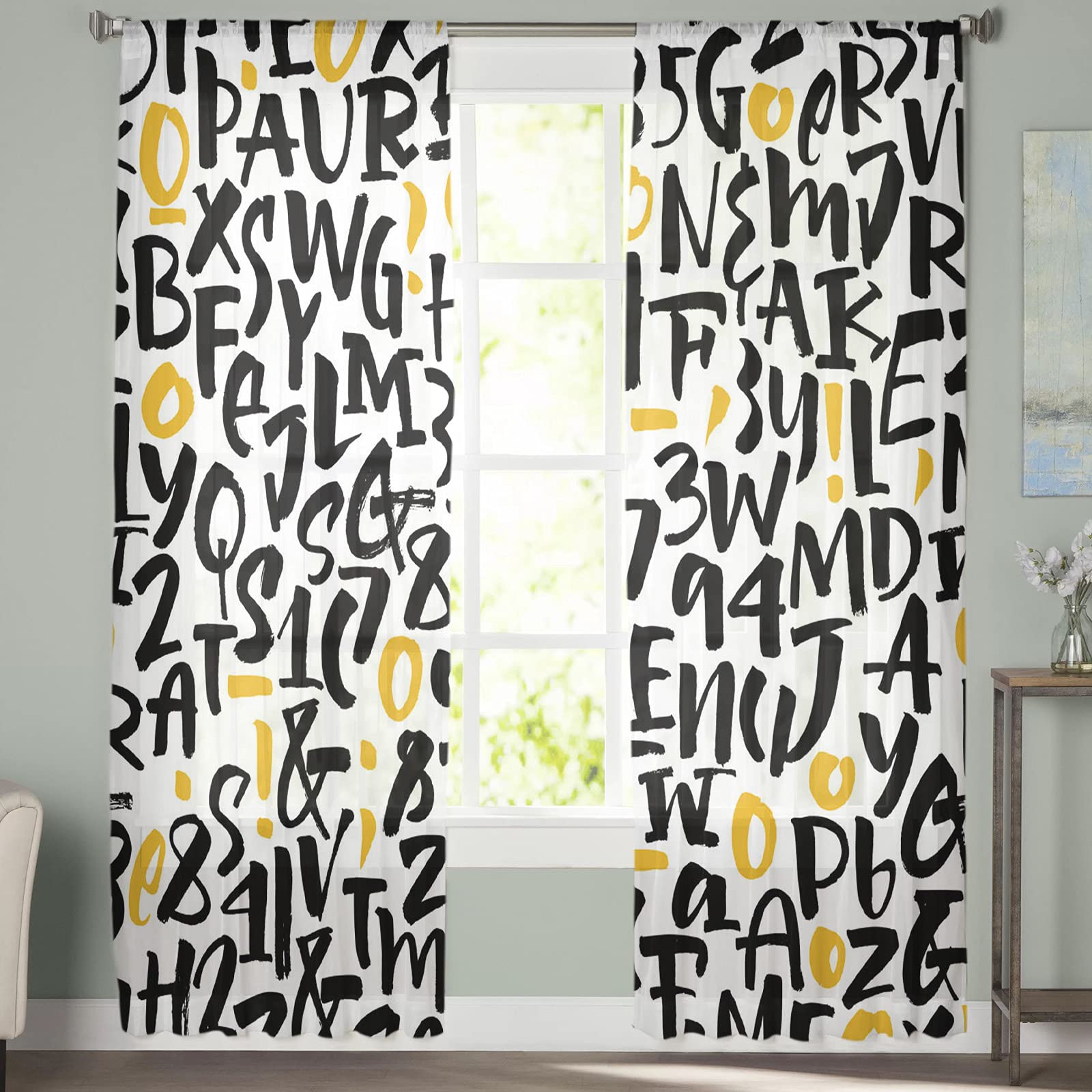 Sheer Voile Curtains 84 Inches Long - 2 Panels Semi-Transparent Window Drapes with Rod Pocket, Boho Style for Bedroom, Living Room & Kitchen Decor - 52x84 Inches - Perfect for Natural Light Filtering & Stylish Home Backdrop