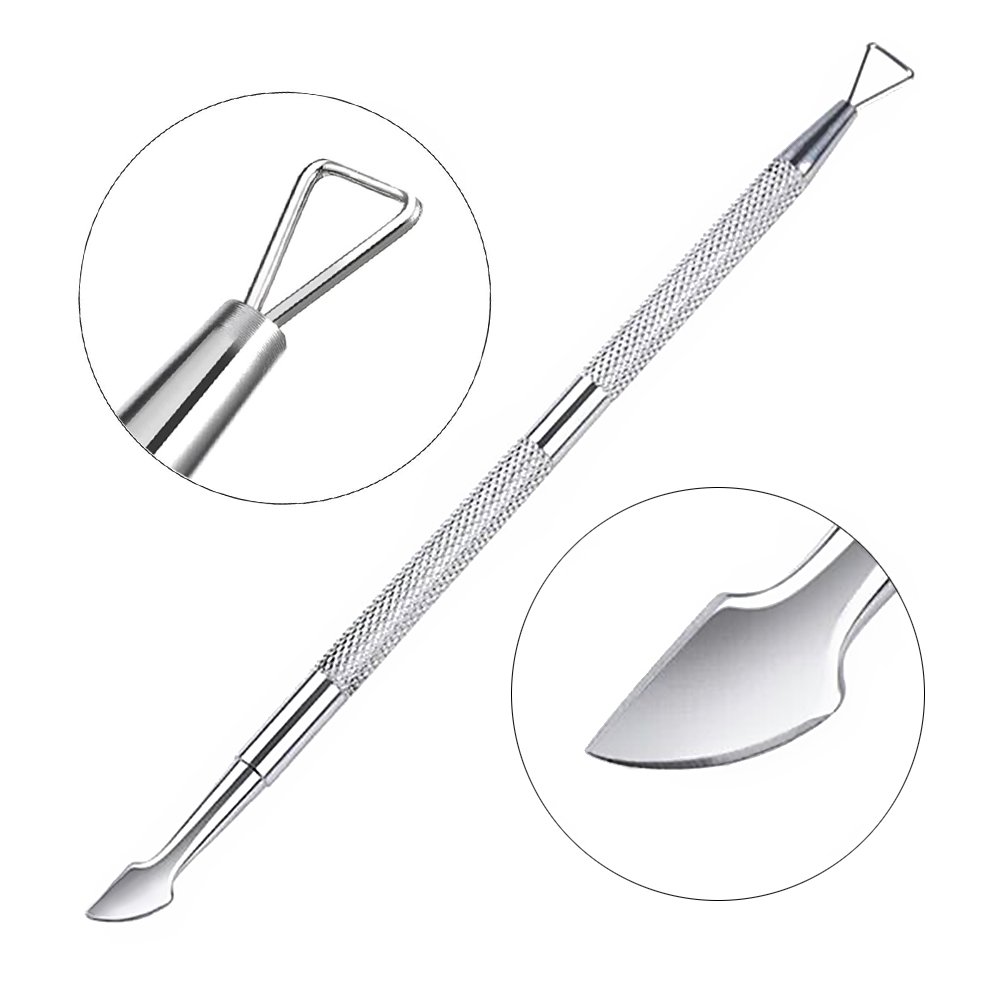 Premium Stainless Steel Cuticle & Nail Care Set - Professional Spoon Shaped Cuticle Pusher, Triangle Peeler & Gel Polish Remover Tool for Manicure & Pedicure - Perfect for Salon, Home Nail Care & DIY Nail Art (Silver)