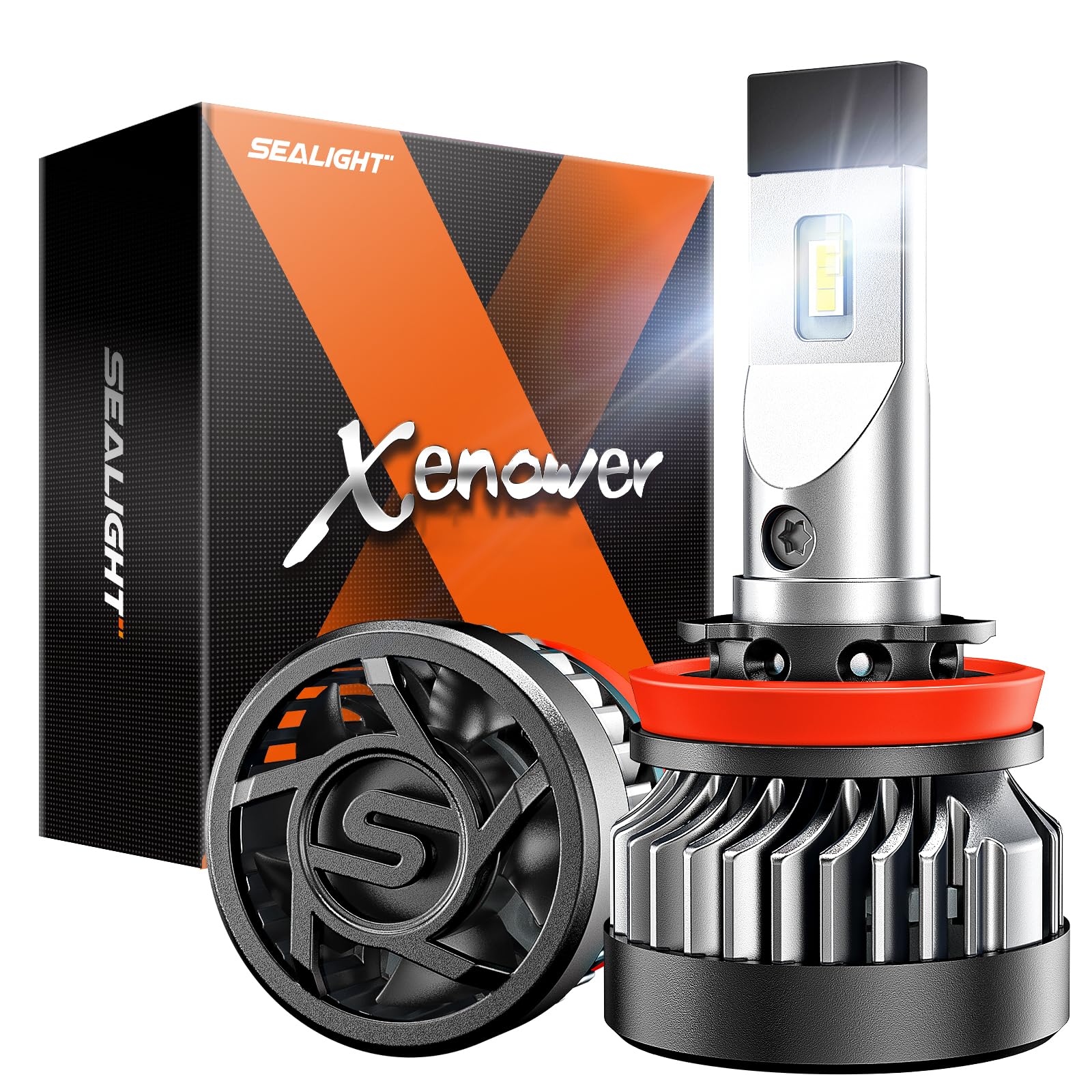 SEALIGHT X2 H11 LED Fog Light Bulbs - 150W 20000 Lumens Super Bright 600% Brighter 6500K Cool White - H11/H8/H9 Compatible LED Fog Lights with 20000RPM Turbo Fan - IP67 Waterproof - Plug and Play - Pack of 2 - Perfect for Trucks, SUVs, and Off-Road Vehicles in Foggy or Low Visibility Conditions