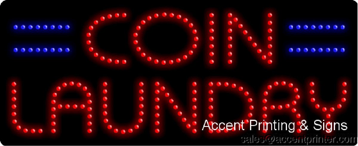 Coin Laundry Flashing & Animated LED Sign - High Impact, Energy Efficient Commercial Laundromat Sign for Business Advertising & Storefront Display