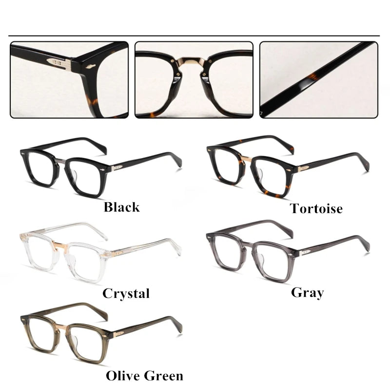 Stylish Unisex Black Square Acetate Eyeglasses with Alloy Frame - Trendy Full Rim Glasses for Men & Women - Perfect for Reading, Work, and Fashion Accessories