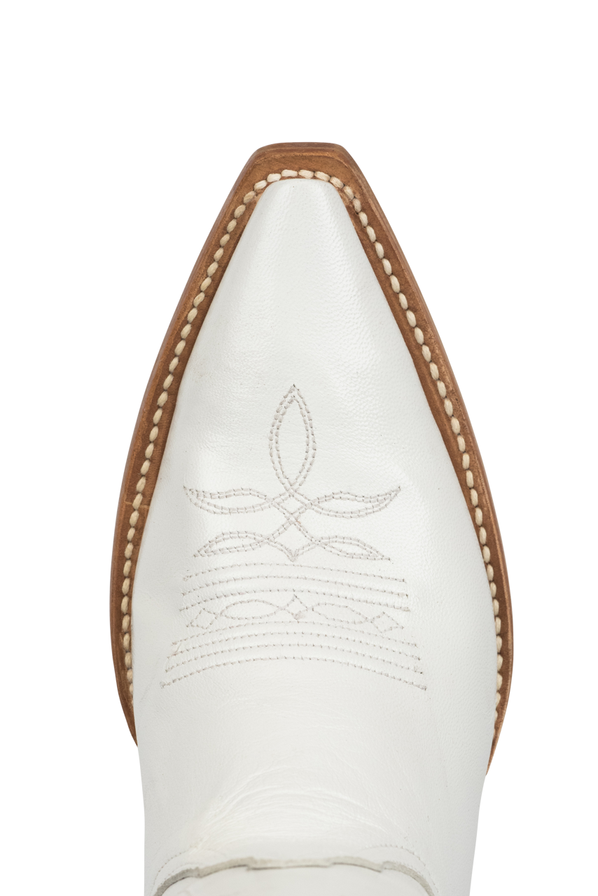 Black Jack Goat Leather Cowgirl Boots for Women - Western Style White Riding Boots - Perfect for Country Music Festivals, Rodeos & Horseback Riding