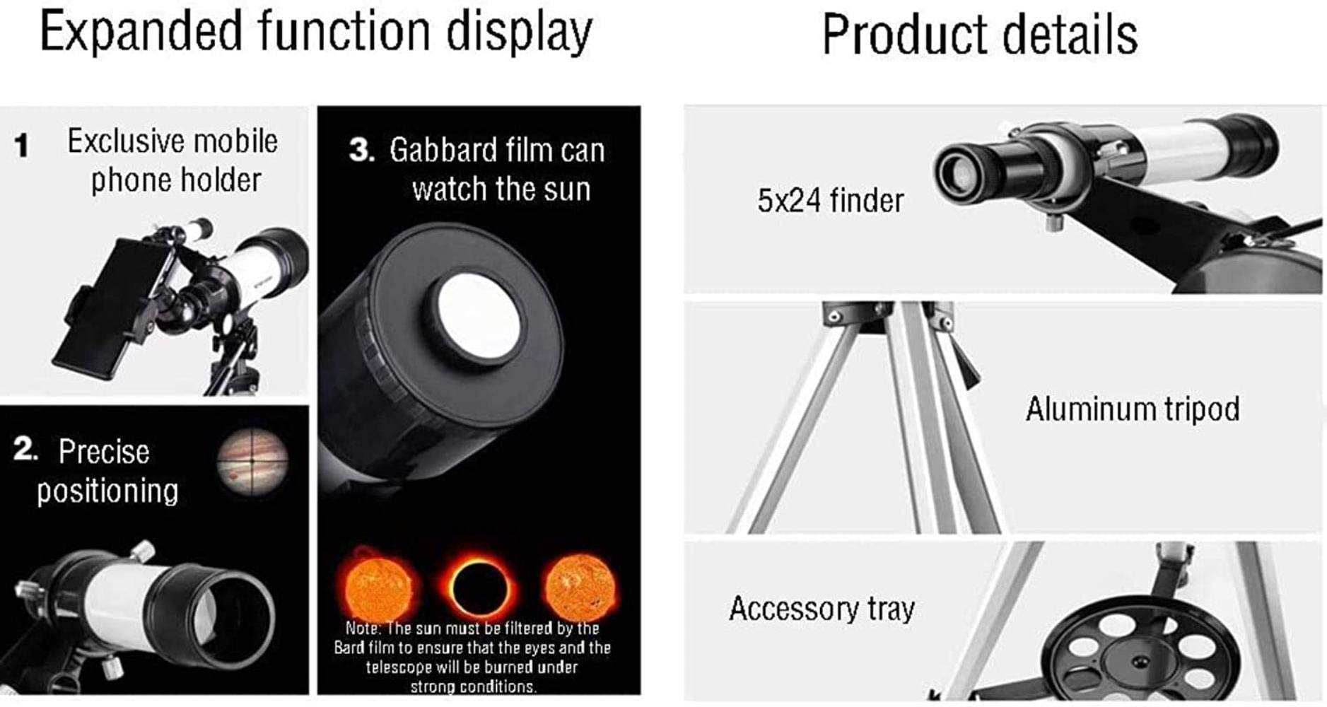 ABNNHK 70mm Aperture 400mm Refractor Telescope for Kids & Adults - Portable Travel Astronomy Telescope with Backpack for Beginners | Perfect Gift for Children | Indoor & Outdoor Stargazing, Bird Watching, Camping & Hiking