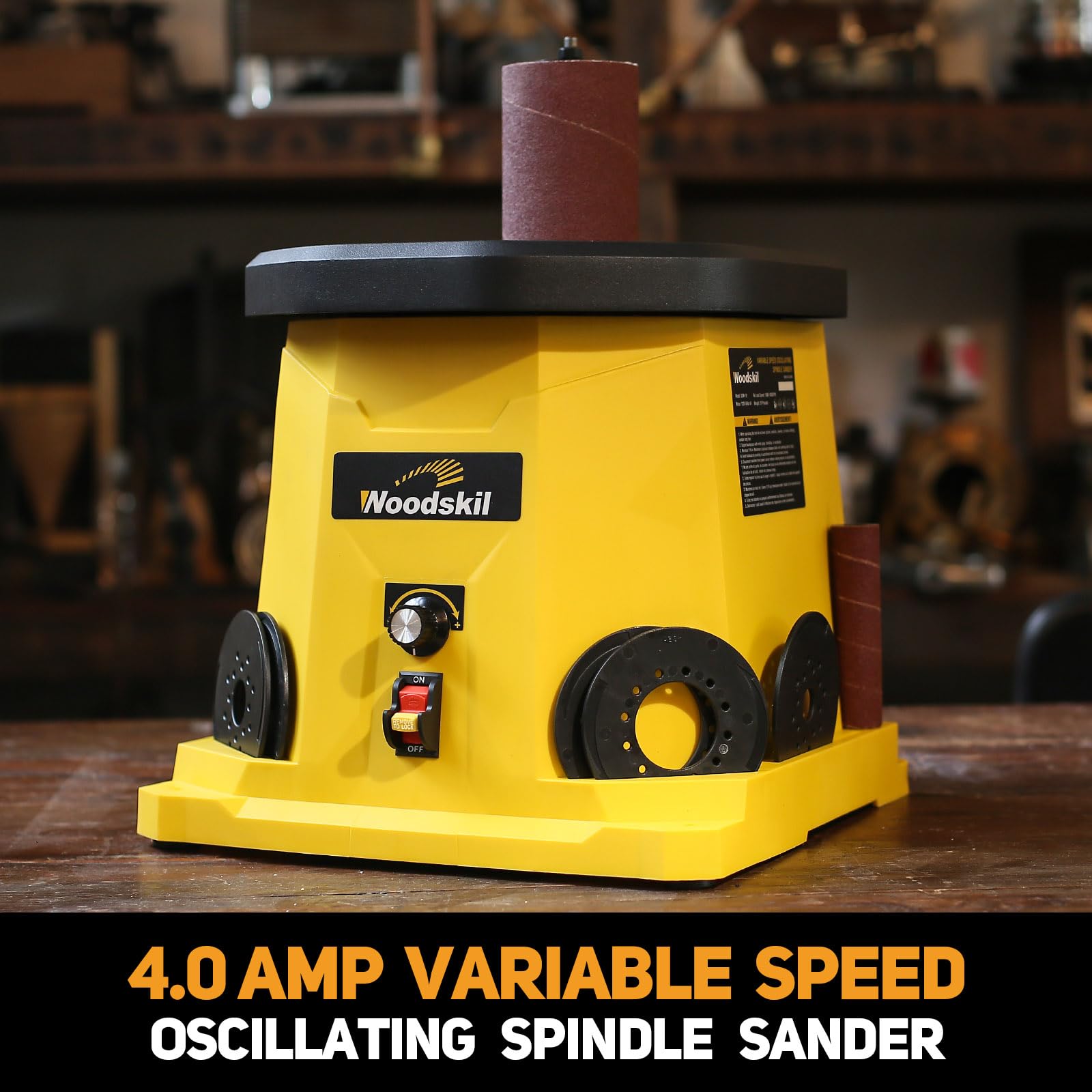 4A Variable Speed Oscillating Spindle Sander 1000-1800RPM | Woodworking Power Tool with Multiple Sanding Sleeves | Efficient Dust Collection & Compact Design | Perfect for Furniture Making, Cabinet Sanding & DIY Wood Projects