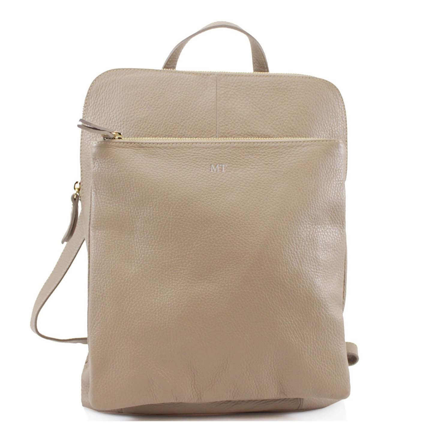 Carnaby Of London Embossed Monogram Leather Backpack for Women - Stylish College Laptop Bag, Travel & Work Commuter Backpack