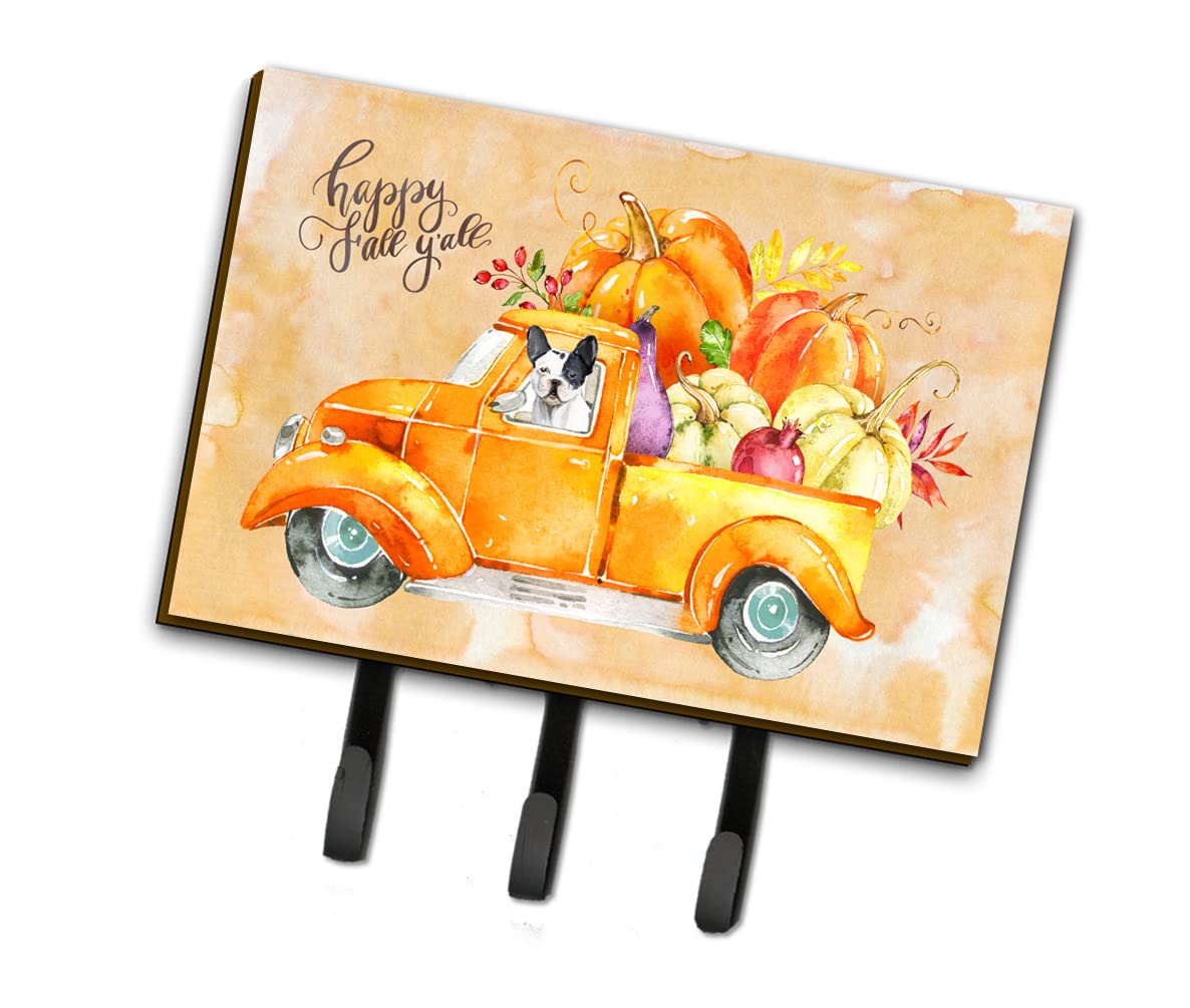 Caroline's Treasures Fall Harvest French Bulldog Leash & Key Holder Hooks - Colorful Pet Accessories for Home Decor, Wall Organization & Autumn Season