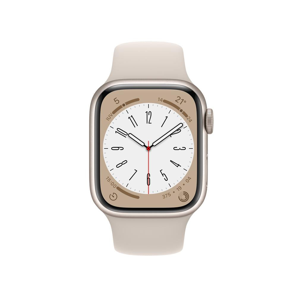 Apple Watch Series 8 (GPS) 41mm Aluminum Case in Starlight with White Starlight Sport Band - Perfect for Fitness Tracking, Workouts & Everyday Wear