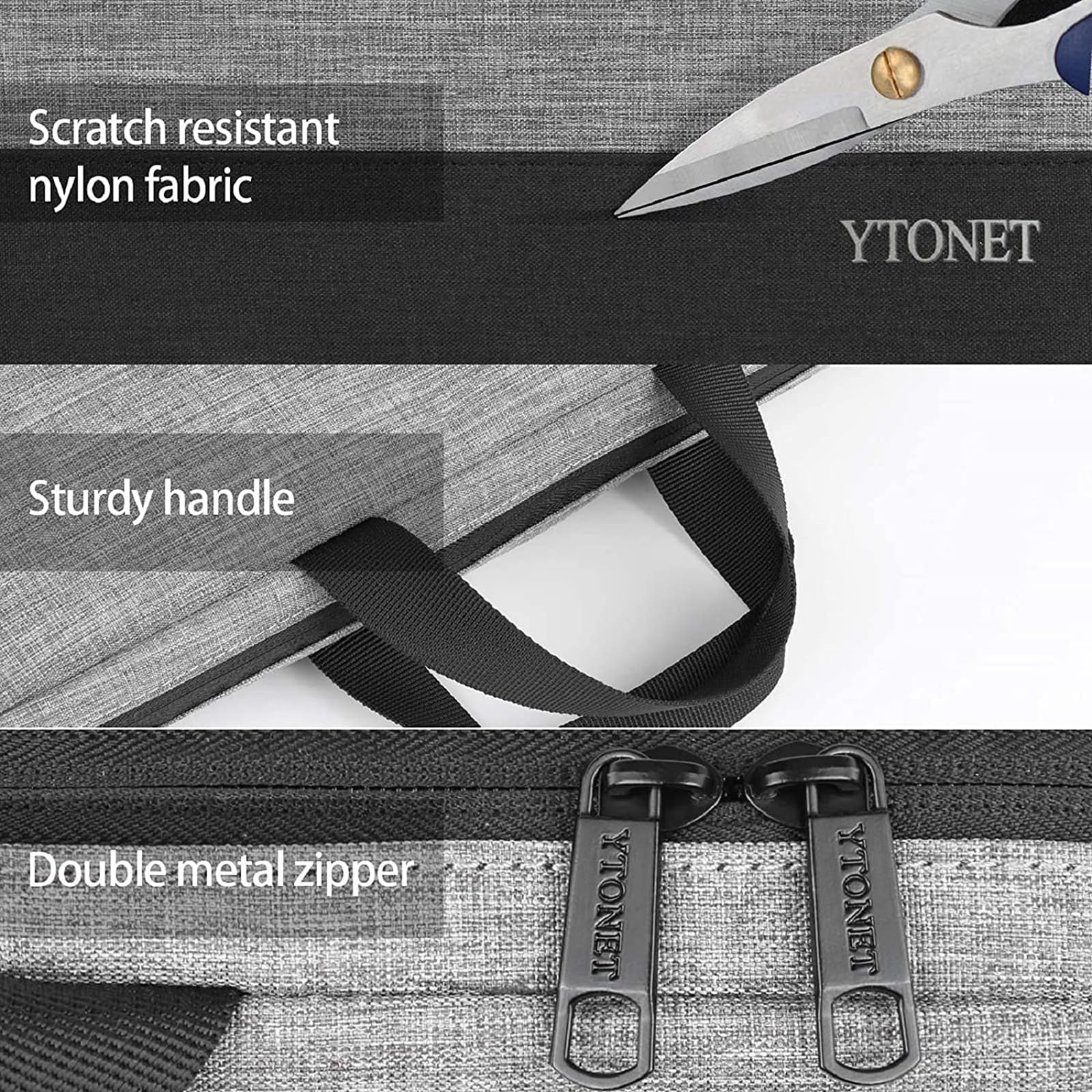 Ytonet 15.6 Inch Water Resistant TSA Approved Laptop Sleeve Case - Protective Computer Bag for Lenovo, HP, Dell, Asus Notebooks - Perfect Gift for Men & Women (Grey) - Ideal for Travel, Work & School Commute