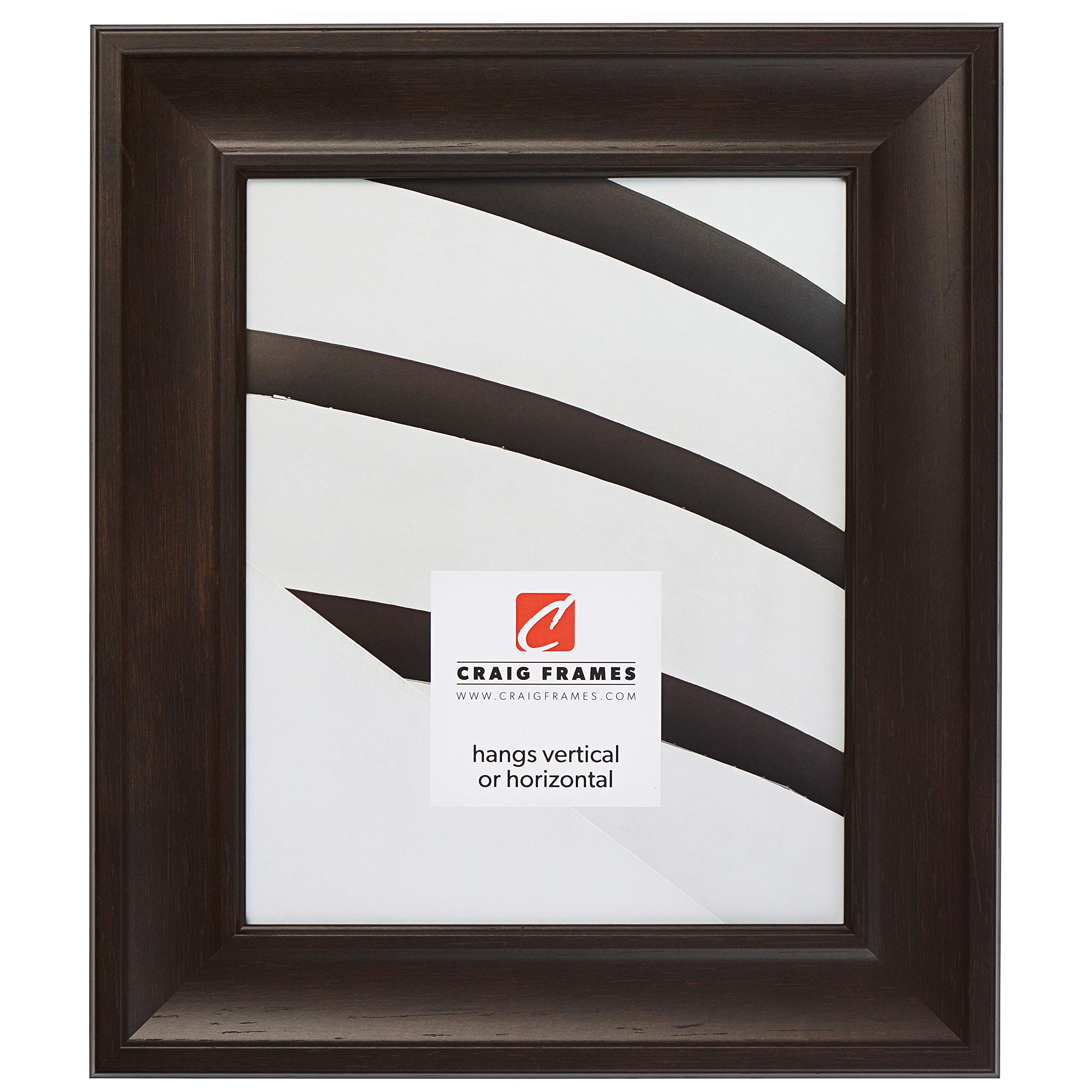 Craig Frames Scalloped American Barn Style Picture Frame - Faux Barnwood Finish in Dark Walnut Brown - 12x36 Inch Wall Decor for Living Room, Bedroom & Office