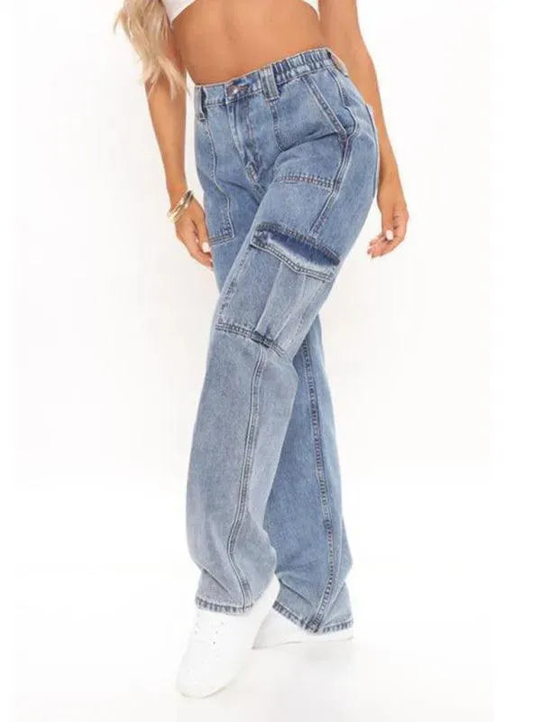Women's High Waisted Wide Leg Cargo Jeans - Stretch Denim Pants for Casual & Streetwear Fashion | Perfect for Everyday Wear, Travel & Outdoor Activities