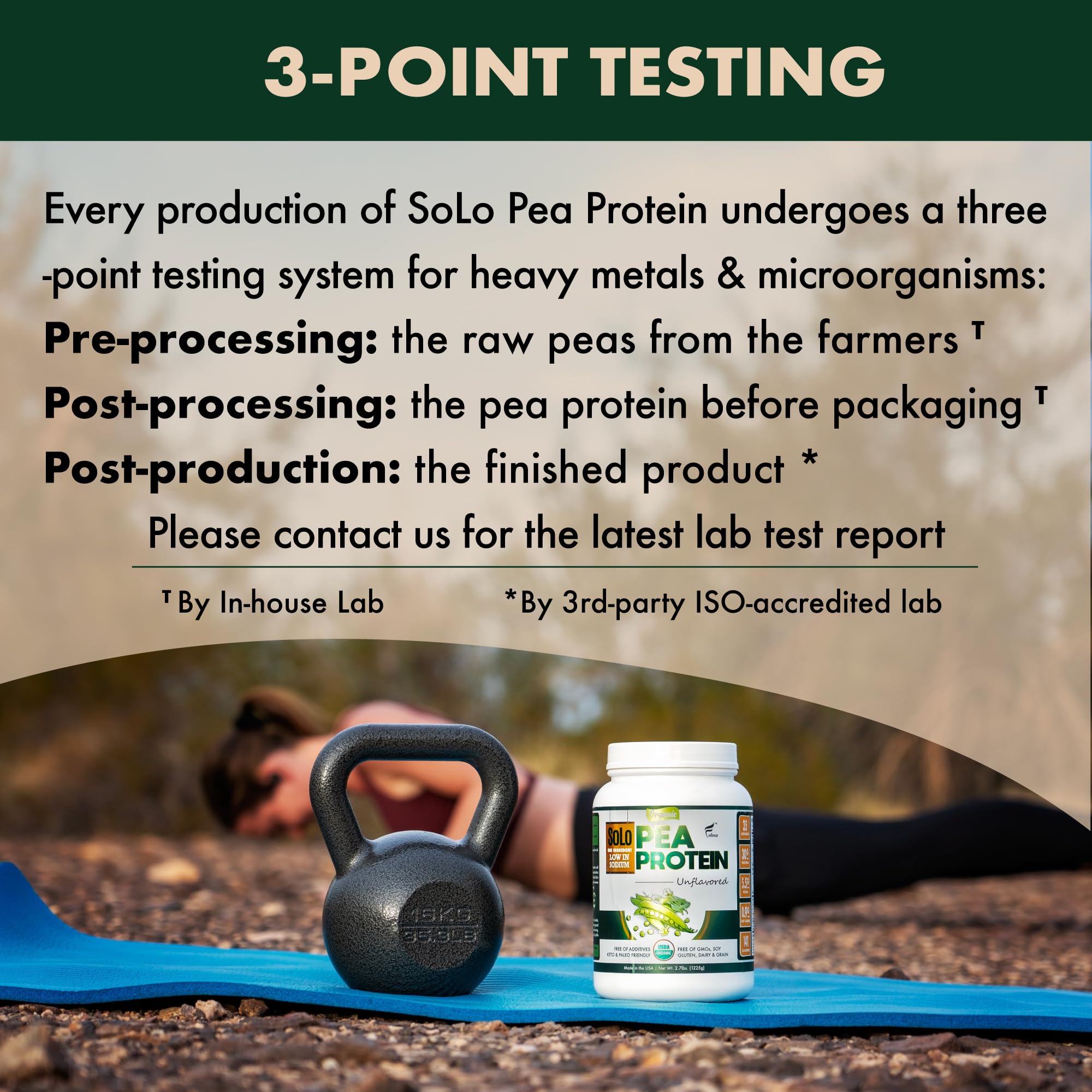 SOLO Organic Pea Protein Isolate Powder - 100% Vegan, Non-GMO, Unflavored Plant-Based Protein with BCAA - Low Sodium, Keto & Paleo Friendly, Easy to Digest - Made from Canada Grown Peas, No Additives (2.7 lbs) - Perfect for Smoothies, Baking & Post-Workout Recovery