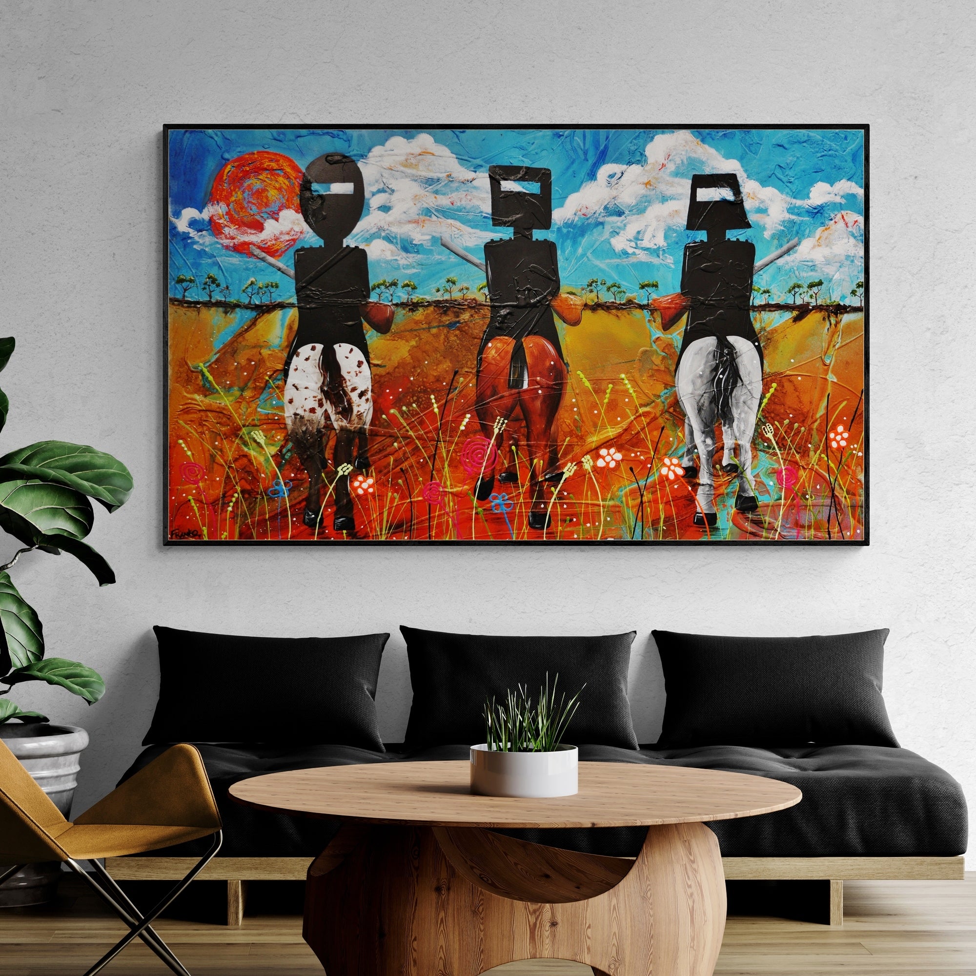 Kelly Three 200cm x 120cm Ned Kelly Abstract Realism Textured Canvas Art Painting - Perfect for Living Room, Bedroom or Office Wall Decor