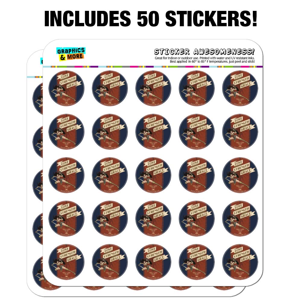 Wonder Woman Movie Inspired Planner Stickers - Love, Strength, Grace Theme for Scrapbooking, Bullet Journal & DIY Crafting - Perfect for Calendar Decoration & Gift Giving