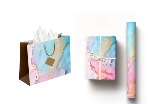 Combo Large-Pastel Paradise + Blue Pink Marble