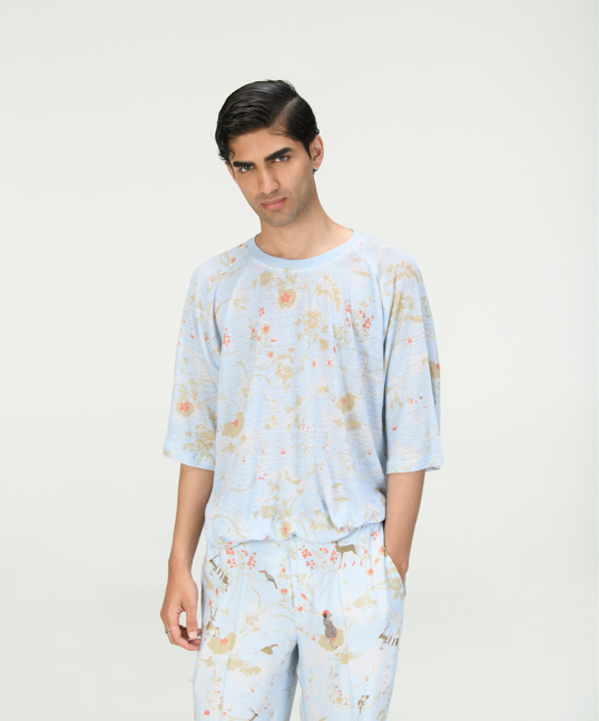Premium Linen Jersey T-Shirt in Ice Blue - Soft, Breathable & Stylish for Casual Wear & Summer Outfits