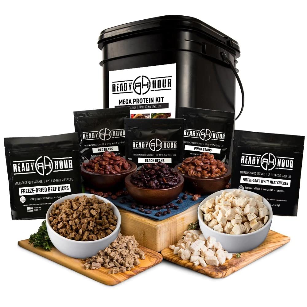 Ready Hour Patriot Pantry Mega Protein Kit with Real Meat - 72 Servings Emergency Food Supply | Survival Kit for Camping, Hiking & Disaster Preparedness