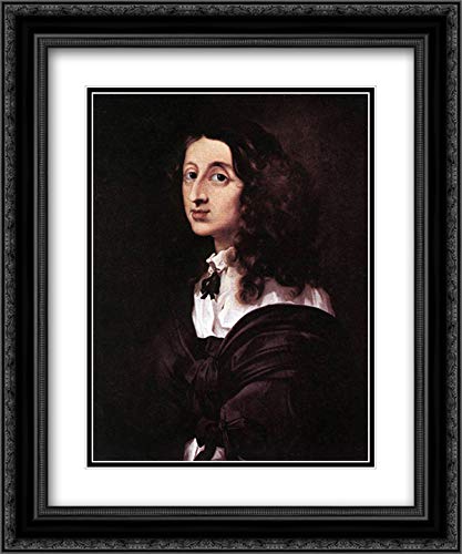 Queen Christina of Sweden 20x24 Black Ornate Framed Art Print by Sebastien Bourdon - Museum Quality Double Matted Wall Decor for Living Room, Bedroom & Office