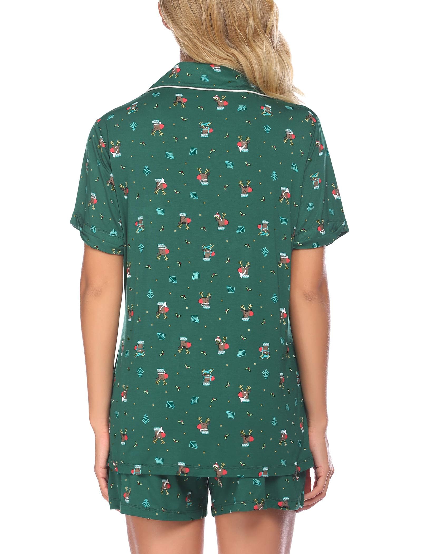 Ekouaer Women's Short Sleeve Pajama Set - Soft Button Down Sleepwear & Lounge Outfit - Perfect for Relaxing at Home, Sleepovers, and Cozy Nights