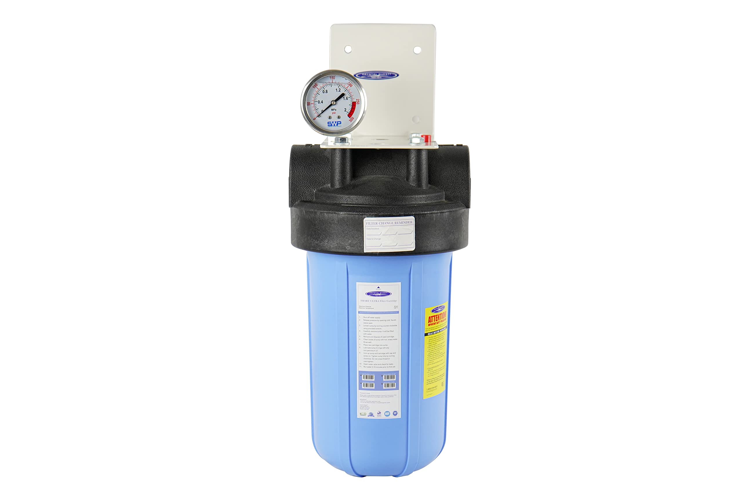 Crystal Quest Compact Whole House Water Filter System - Smart Series (3-6 GPM Flow Rate) for 1-2 People | Single Cartridge Design with 1