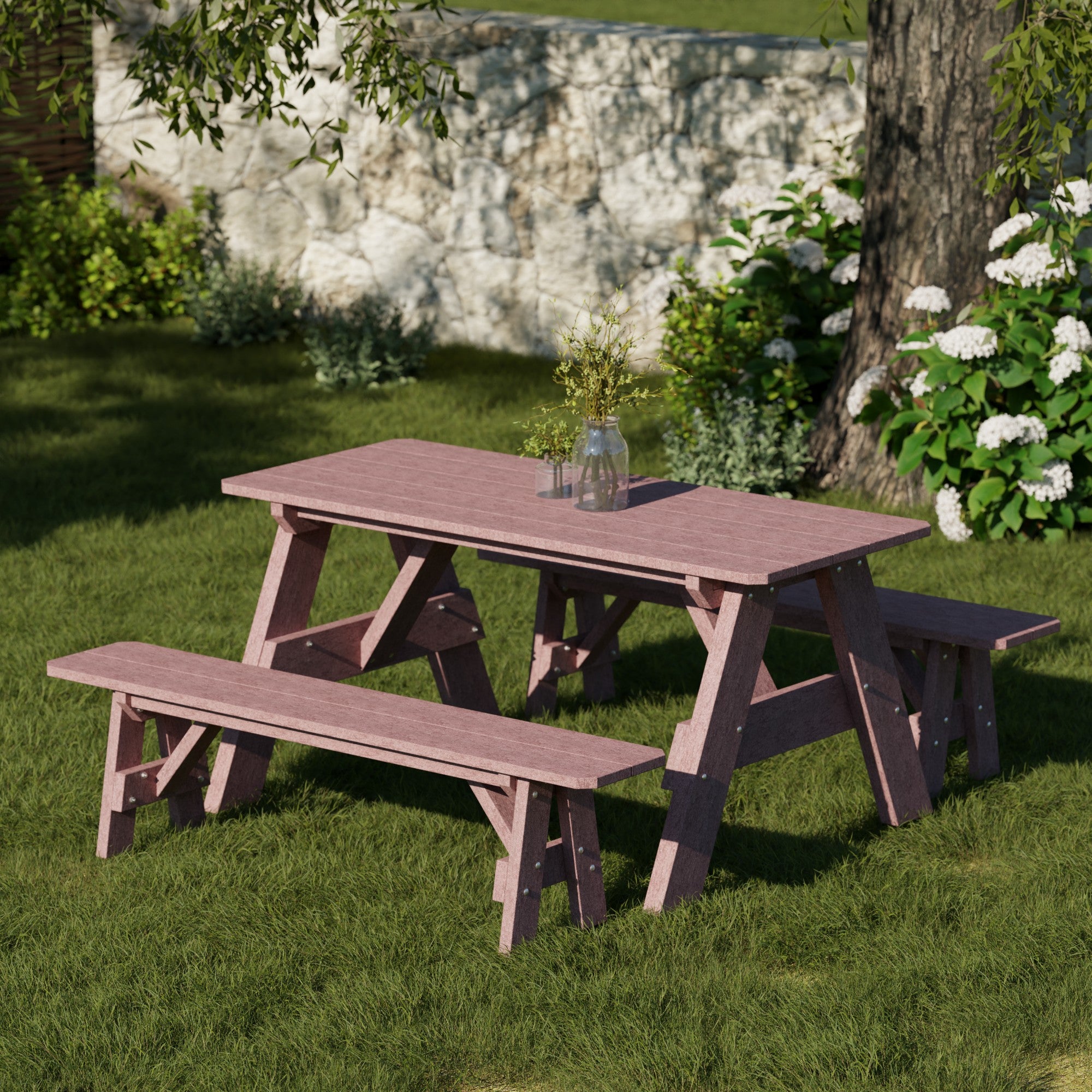 Heritage 72-Inch Outdoor Picnic Table with Detachable Benches - Perfect for Backyard BBQs, Camping & Family Gatherings