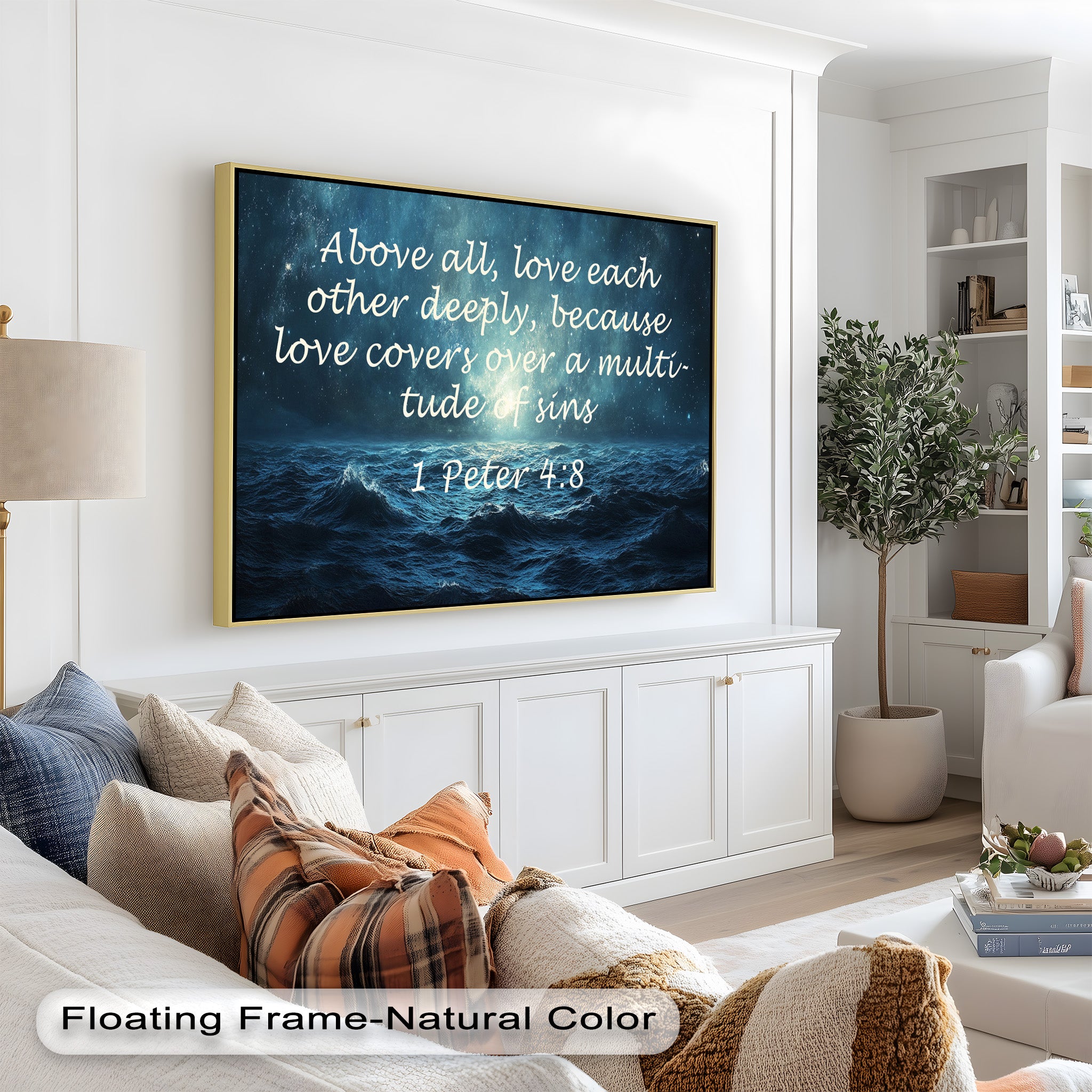 1 Peter 4:8 Love and Forgiveness Bible Verse Oil Painting - Christian Home Decor, Religious Wall Art, Gift for Baptism & Weddings