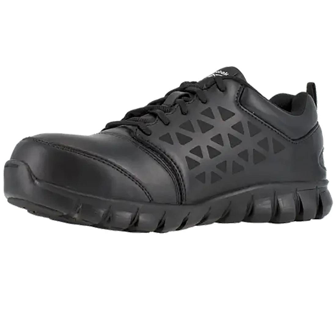 Sublite Cushion Alloy Toe Athletic Work Shoes - Black Leather Safety Shoes for Men & Women - Comfortable & Lightweight for Construction, Warehouse & Industrial Work