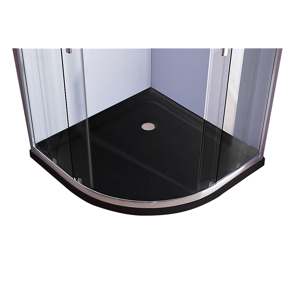 6mm Chrome Rounded Sliding Shower Screen - 100x100cm Curved Glass with Black Base | Modern Bathroom Upgrade for Walk-in Showers & Spa-Like Experience