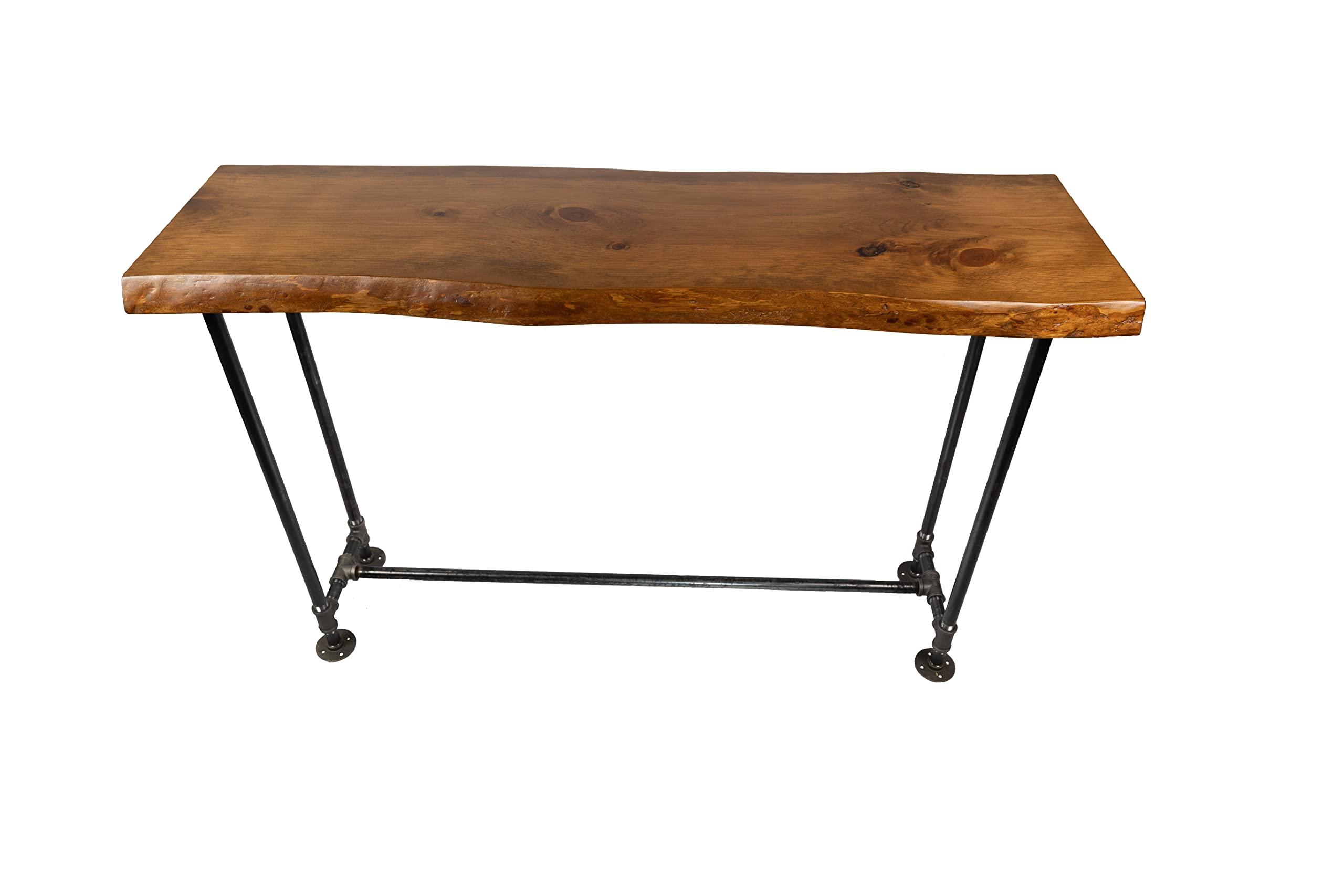 Industrial Pipe Sofa Table - Live Edge Wood Console Table for Entryway, Behind Couch or Hallway - Rustic Honey Pine Finish - Perfect for Farmhouse, Industrial & Modern Home Decor