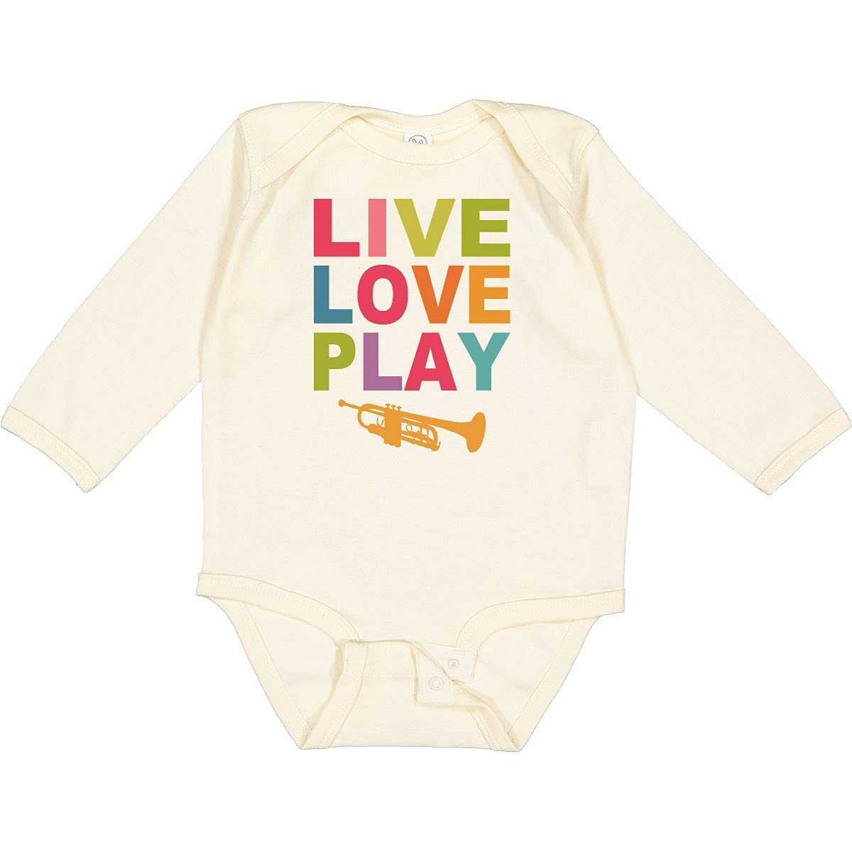 Inktastic Live Love Play The Trumpet Baby Long Sleeve Creeper - Soft Cotton Musical Onesie for Newborns & Infants - Perfect for Playtime, Music Lovers & Photo Shoots