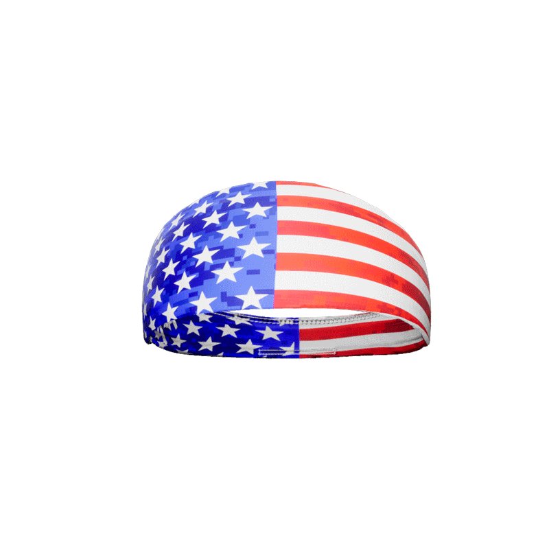 USA Flag 2.0 Headband - Patriotic American Flag Head Wrap for Sports, Running & Workouts - Comfortable Sweatband for Men & Women