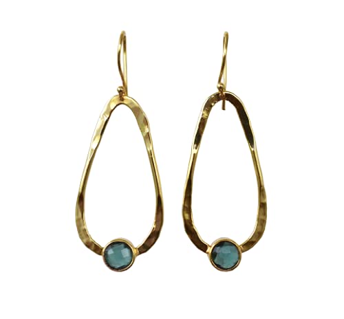 Veracity Jewelry Green Tourmaline Gold Filled Earrings for Women - Delicate Gemstone Fashion Jewelry Gift for Her - Perfect for Valentine's Day, Anniversary & Birthday Presents - VE-102
