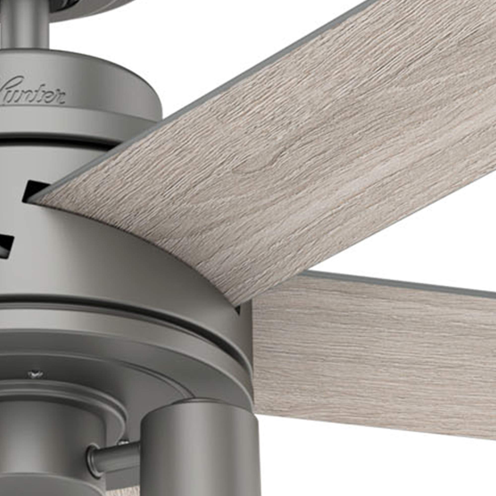 Hunter Fan 44 Inch Modern Matte Silver Ceiling Fan with LED Light Kit & Remote Control - Indoor Use for Living Room, Bedroom, Office (Renewed)