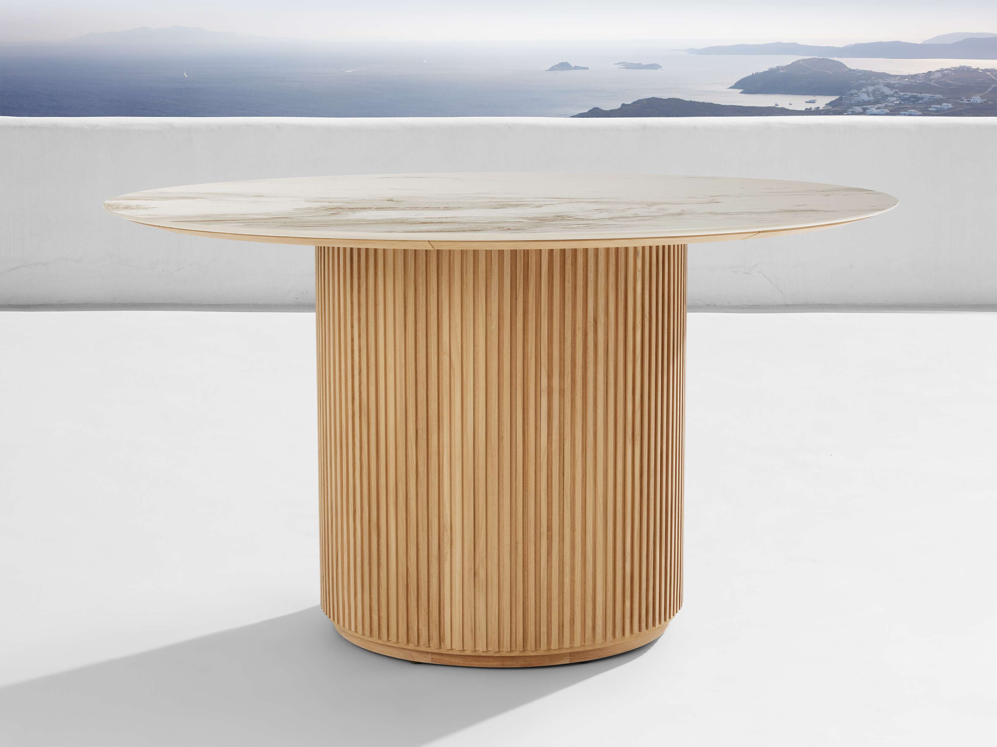 Premium Beaumont Outdoor Teak Round Dining Table - 48 Inch Weatherproof Patio Furniture for Garden, Poolside & Backyard Dining