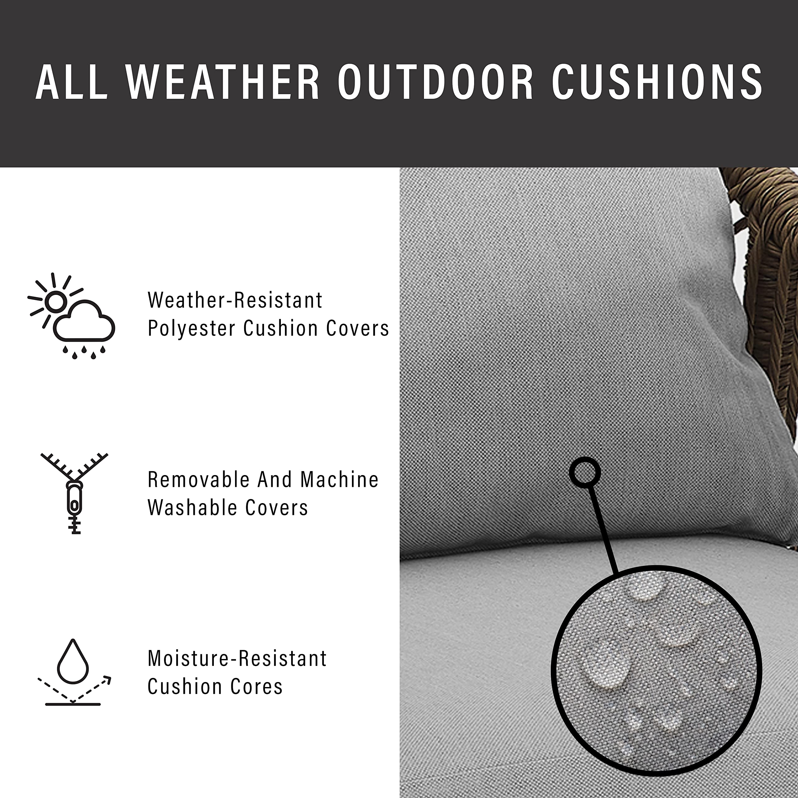 Crosley Furniture Haven 2-Piece Wicker Outdoor Coffee Table and Loveseat Set - Light Brown Patio Furniture with Gray Cushions for Porch, Garden & Backyard Relaxation