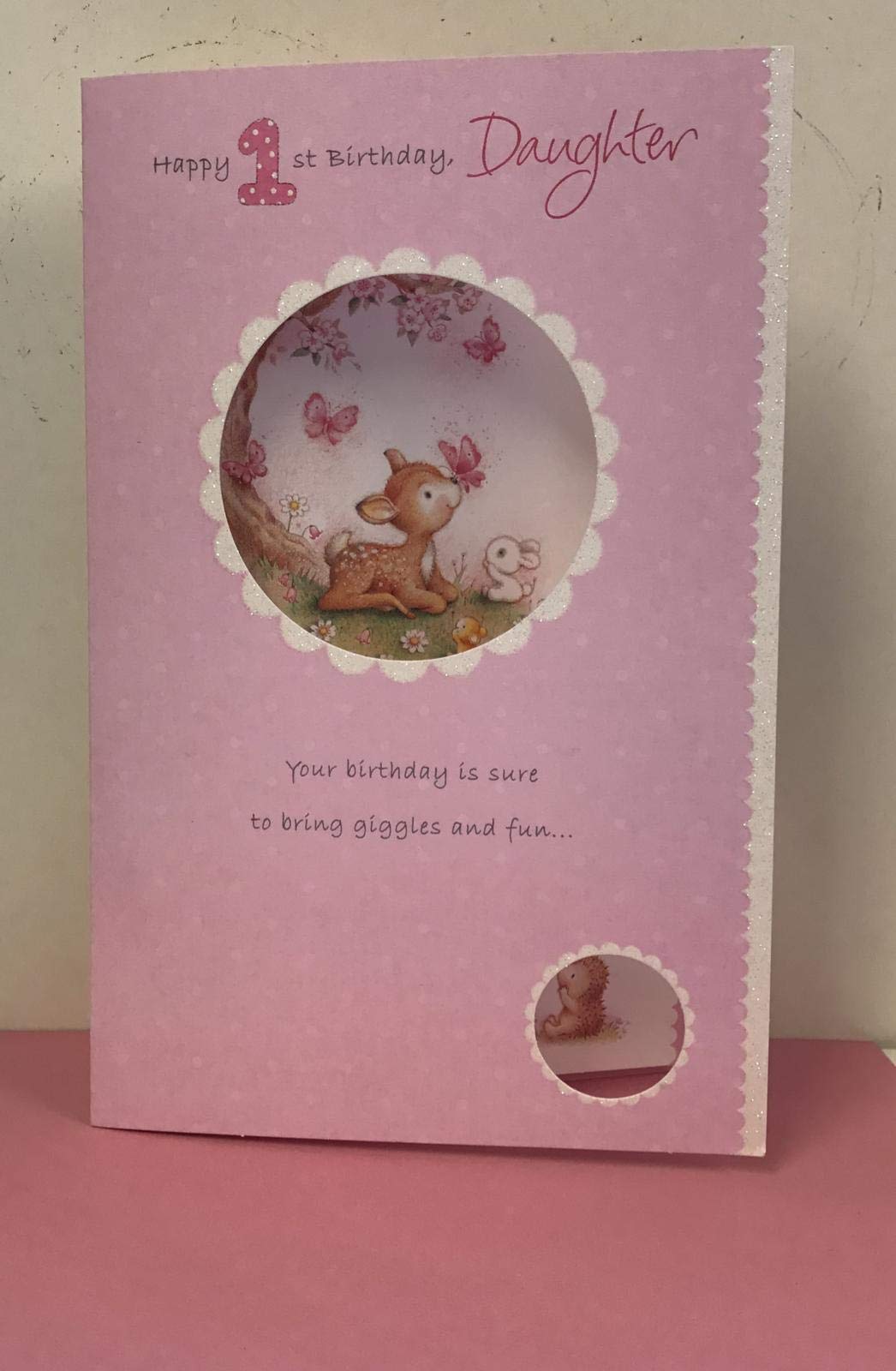 1st Birthday Card for Daughter - Personalized Birthday Greetings with Cute Designs | Perfect for Baby Girl's First Birthday Party & Celebration