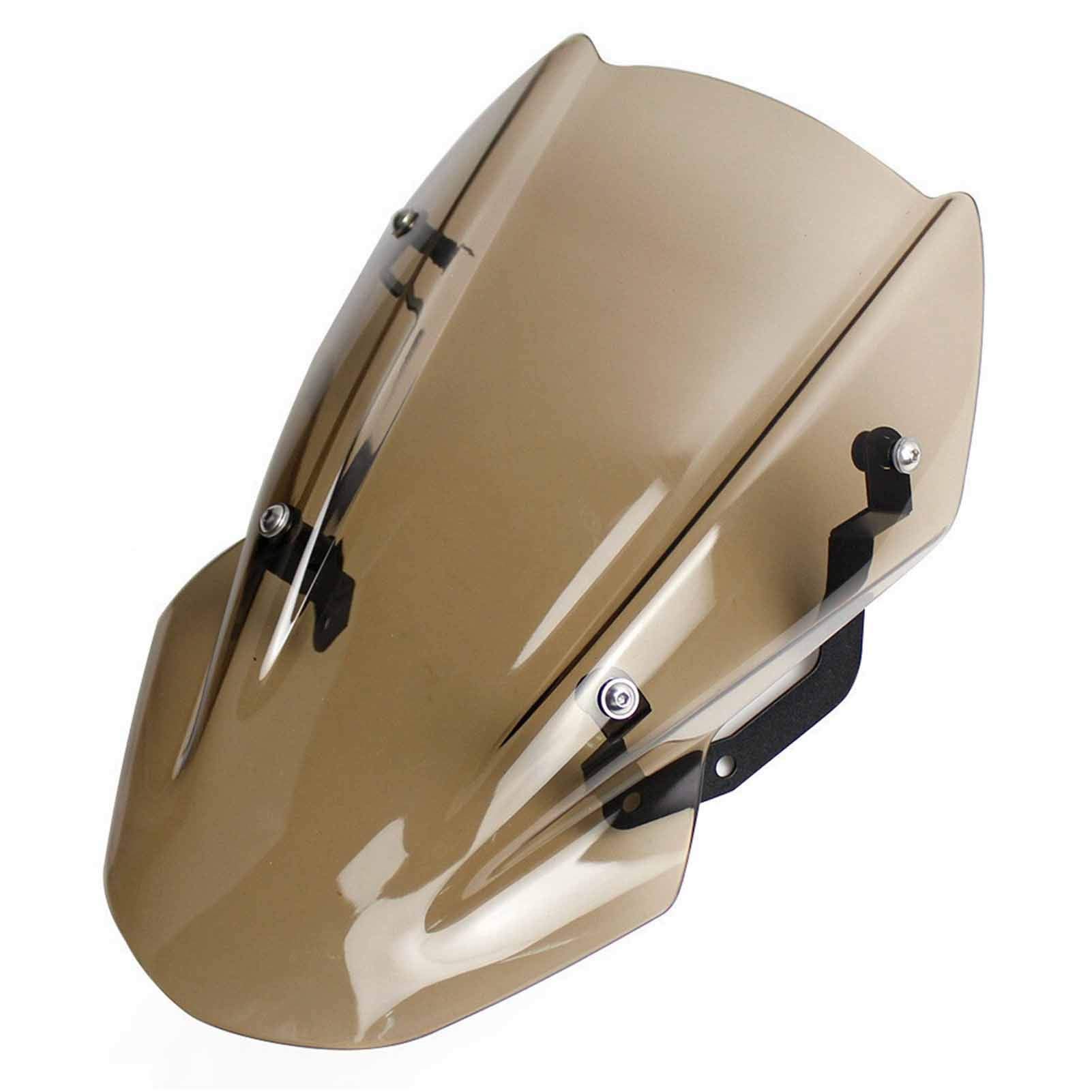 Kawasaki Z650 Z-650 Motorcycle Windshield (2017-2019) - PUHEB Double Bubble Windscreen with Bracket, Brown - Wind Deflector for Enhanced Riding Comfort & Protection - Perfect for Highway Cruising & Long-Distance Tours