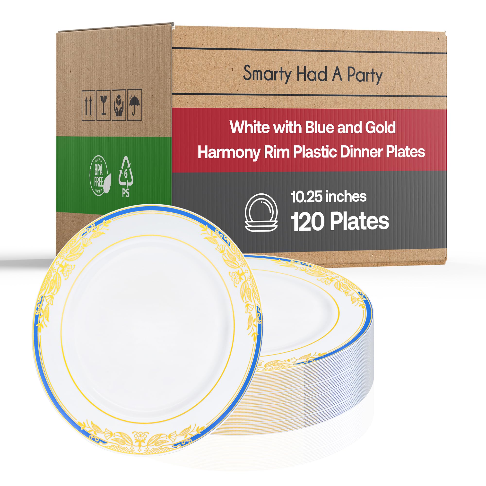 Smarty Had A Party 120-Piece Elegant Disposable Plastic Dinnerware Set - 10.25