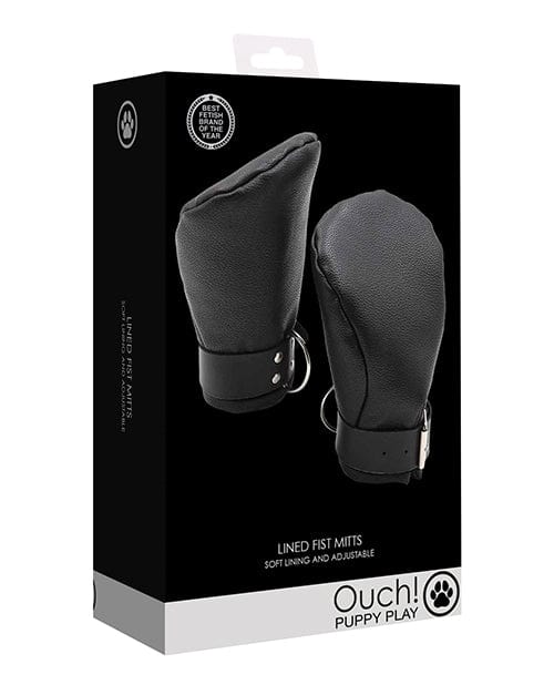 Shots Ouch Puppy Play Lined Fist Mitts - Black Dog Training Bite Gloves for Puppy Biting & Aggression Control | Perfect for Dog Trainers & Pet Owners